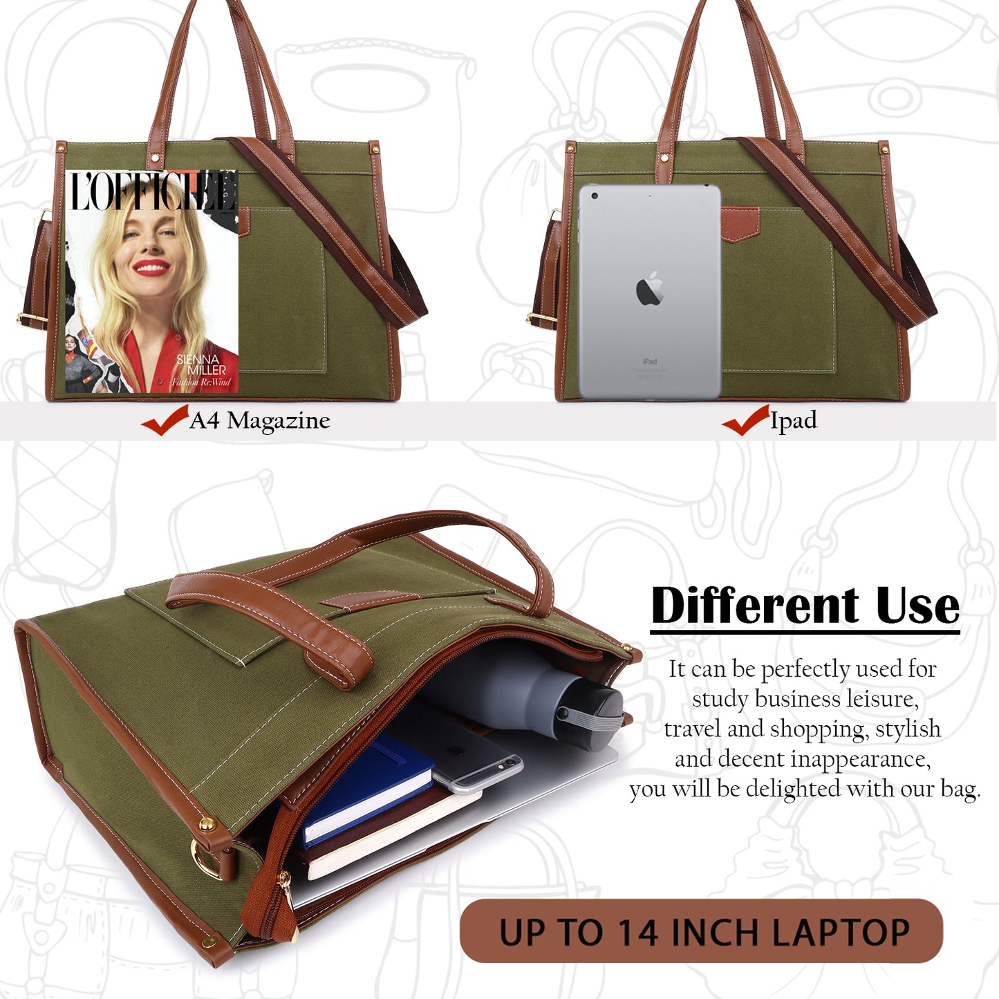 Noir Charm Laptop Tote
