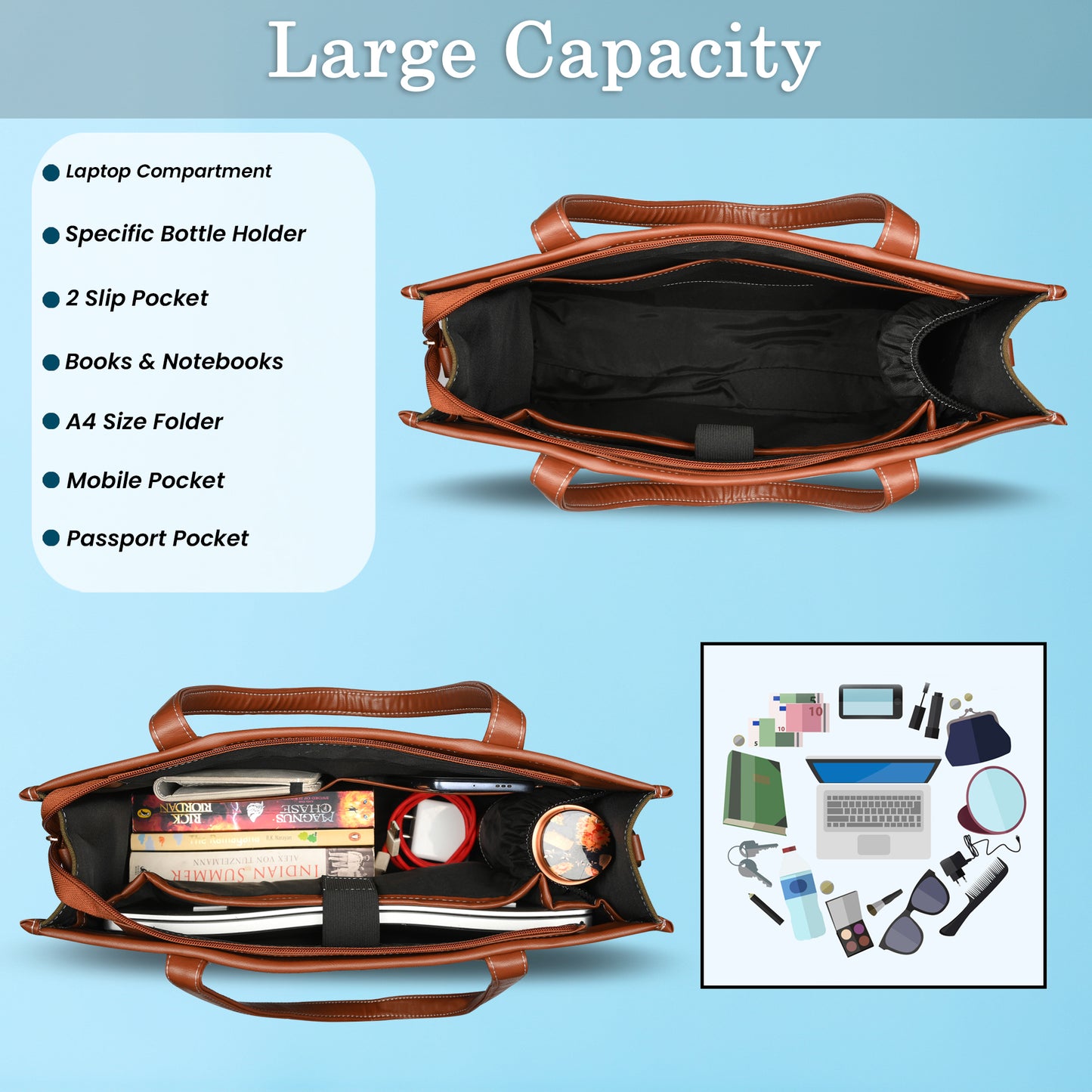 Women Canvas Laptop Tote Bag 14 inch Casual Briefcase Handbag