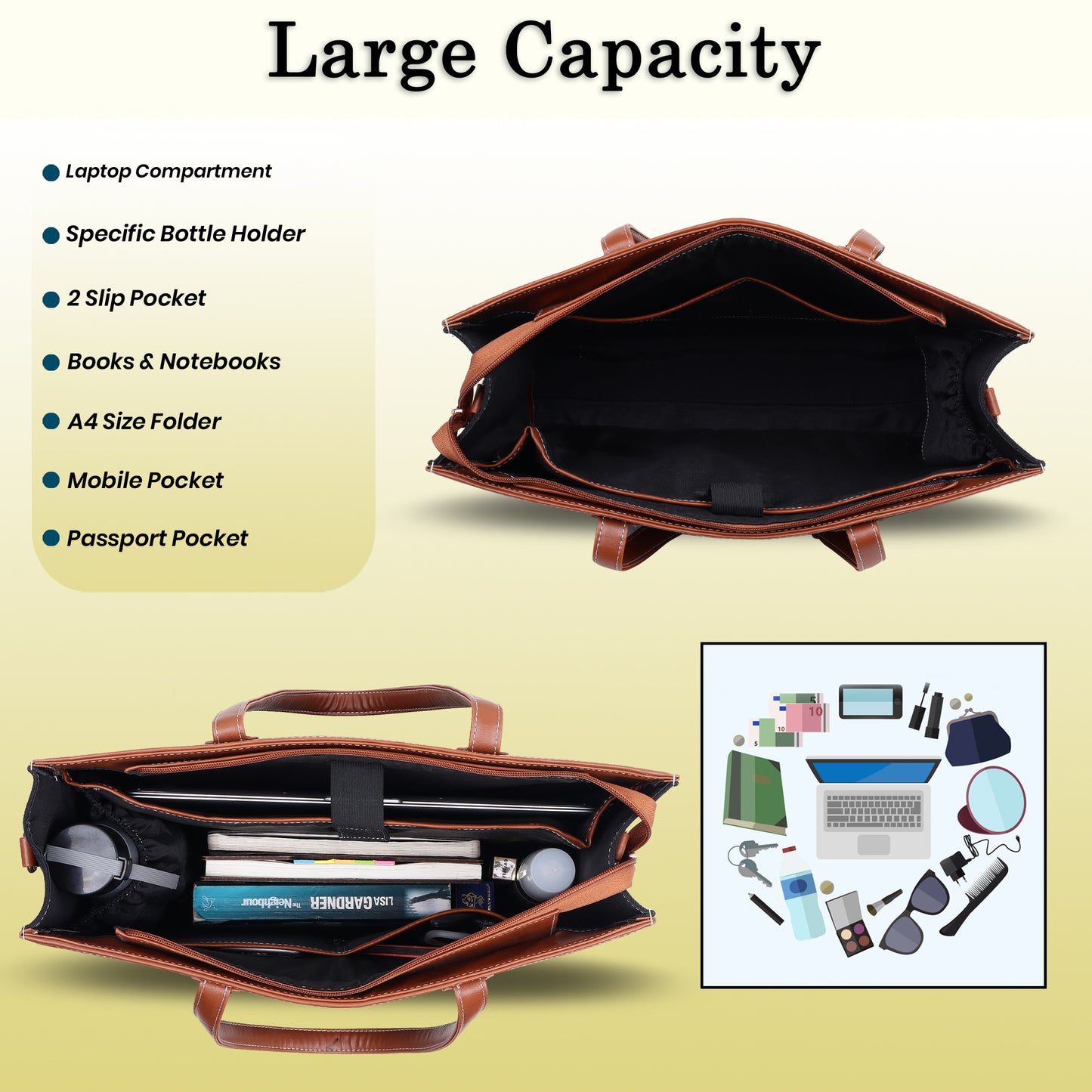 Canvas Laptop Tote Bag 14 inch Casual Briefcase Handbag