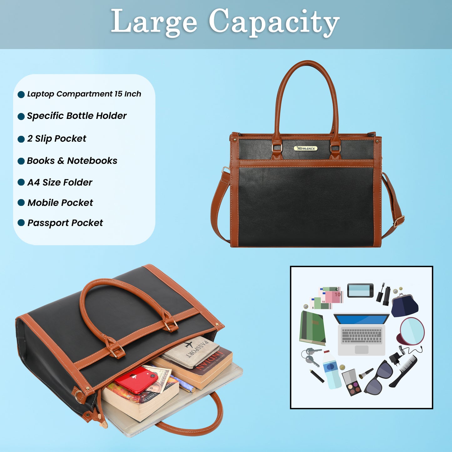 Women Canvas Laptop Tote Bag 14 Inch, College Bag, Office Bags(0073)