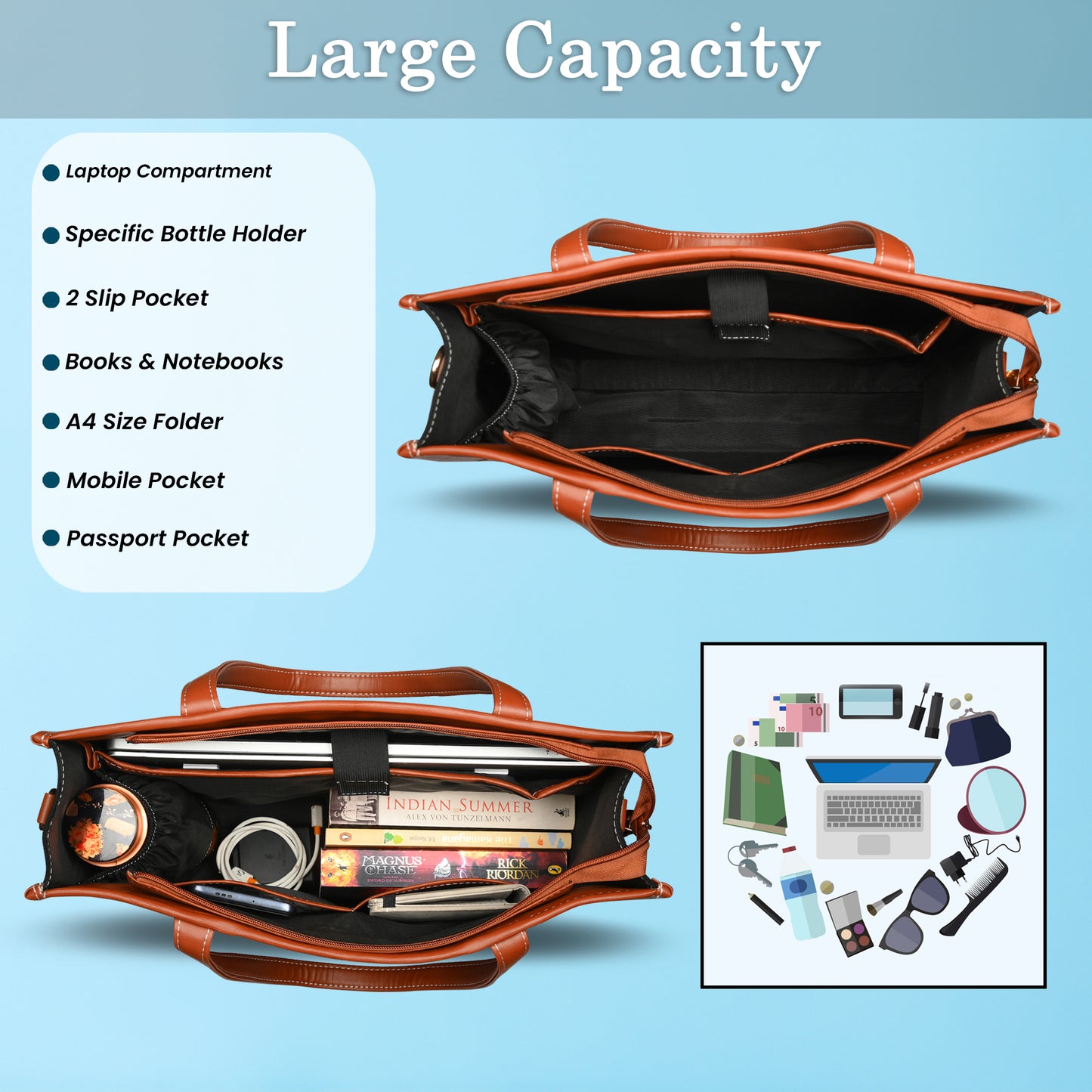 Women Canvas Laptop Tote Bag 14 inch Casual Briefcase Handbag