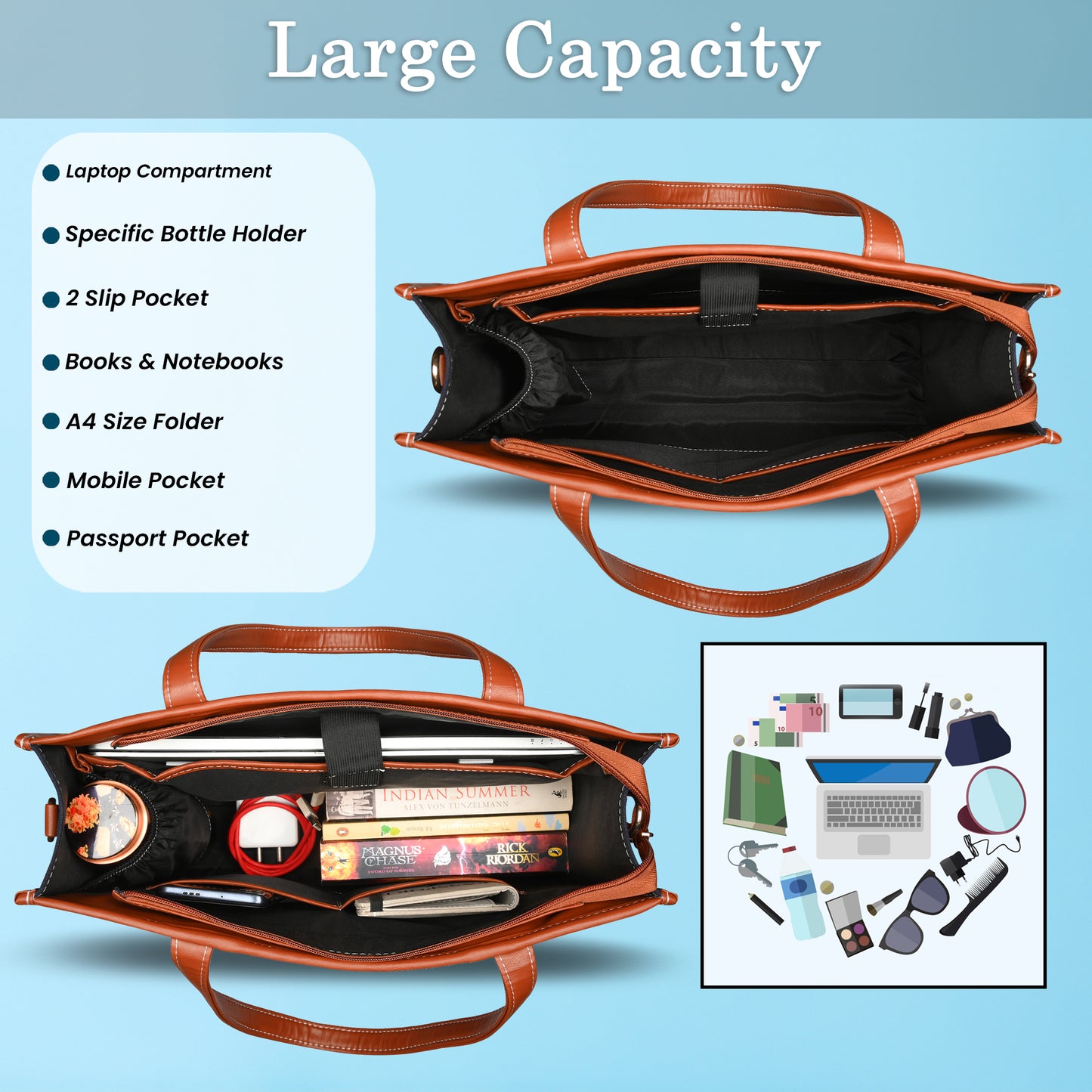 Women Canvas Laptop Tote Bag 14 inch Casual Briefcase Handbag