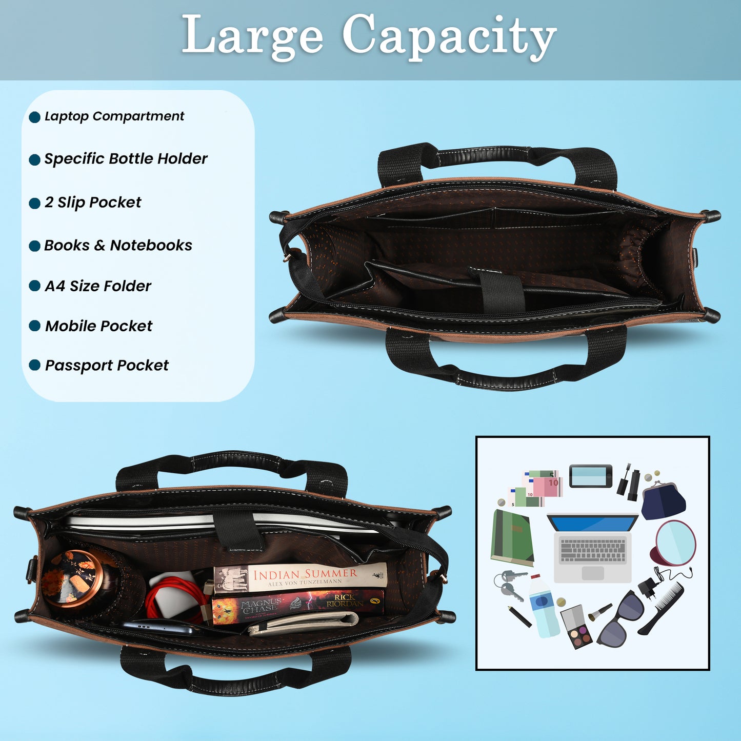 Canvas Laptop Tote Bag 14 inch Casual Briefcase Handbag