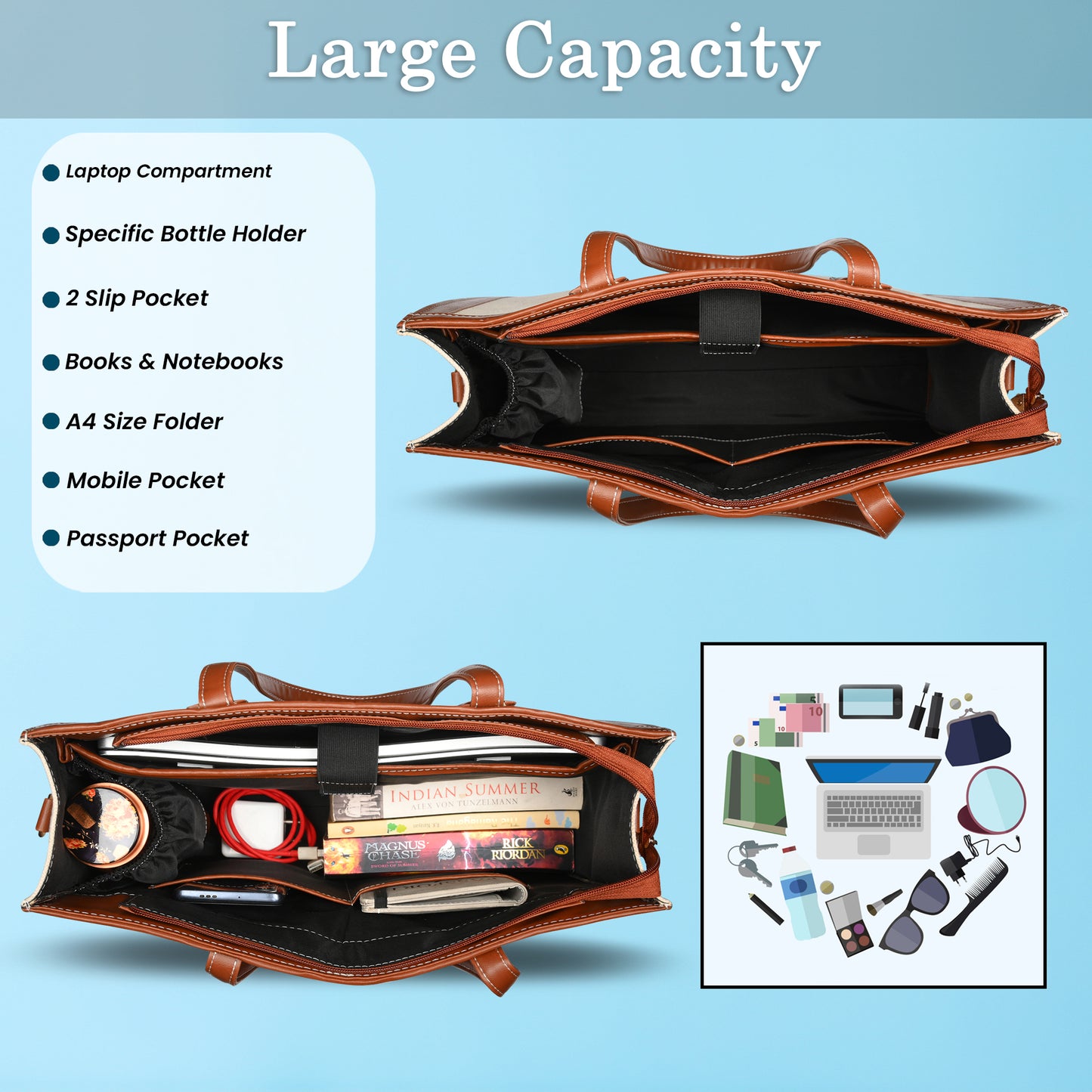 Canvas Laptop Tote Bag 14 inch Casual Briefcase Handbag