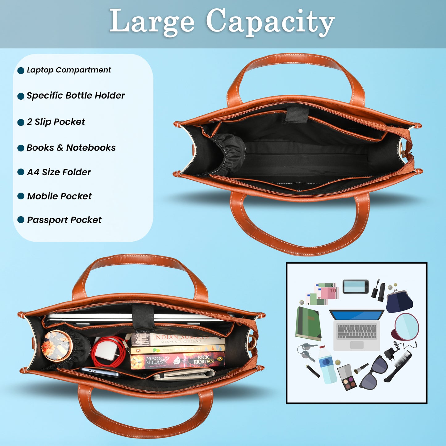 Women Canvas Laptop Tote Bag 14 inch Casual Briefcase Handbag