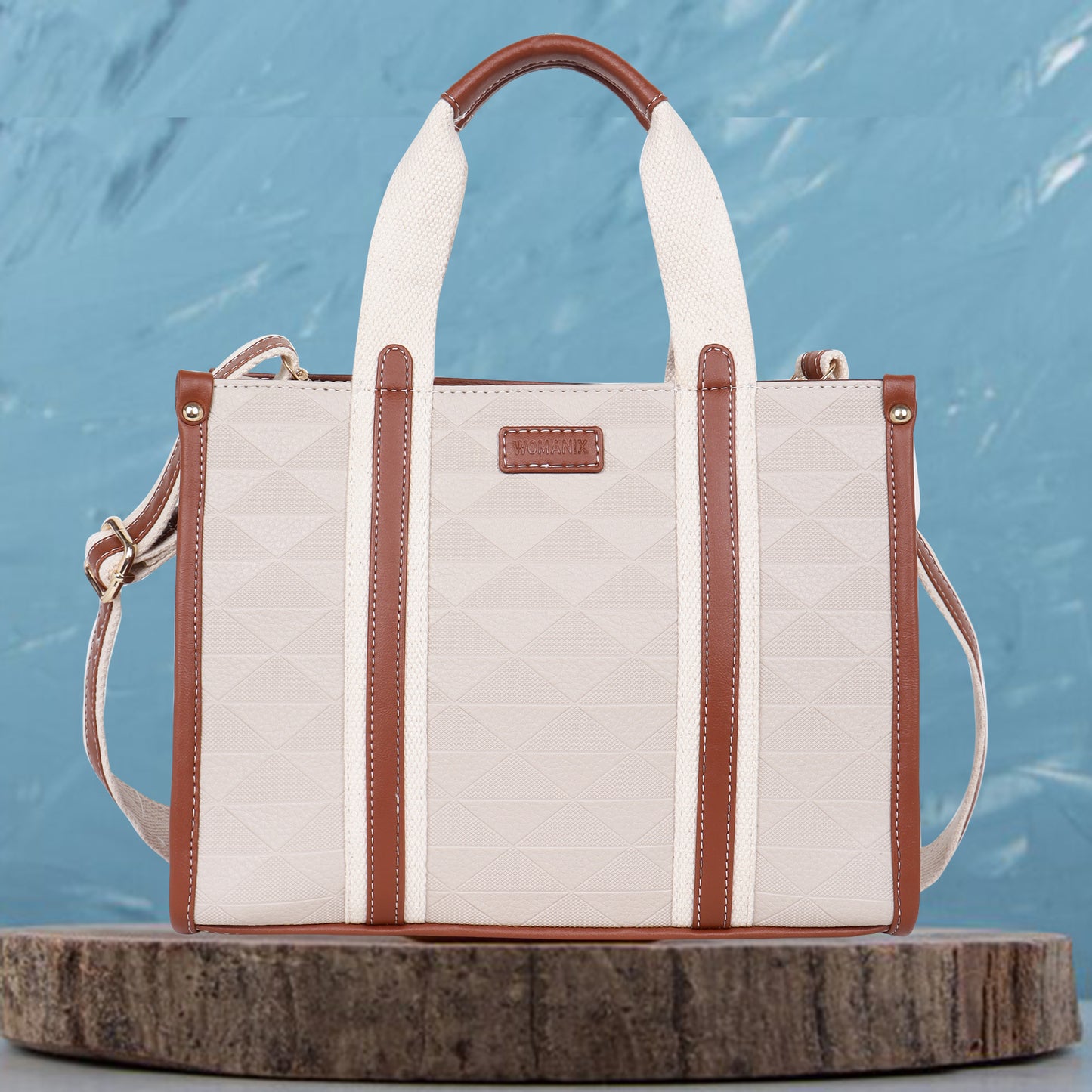 Womanix PU Laptop Tote Bags for Women with Front Pocket, Work Bag,15 inch tote for Women, Large Capacity Handbag for Office, School, Travel, Teacher Purse (Beige Tan) (0096)