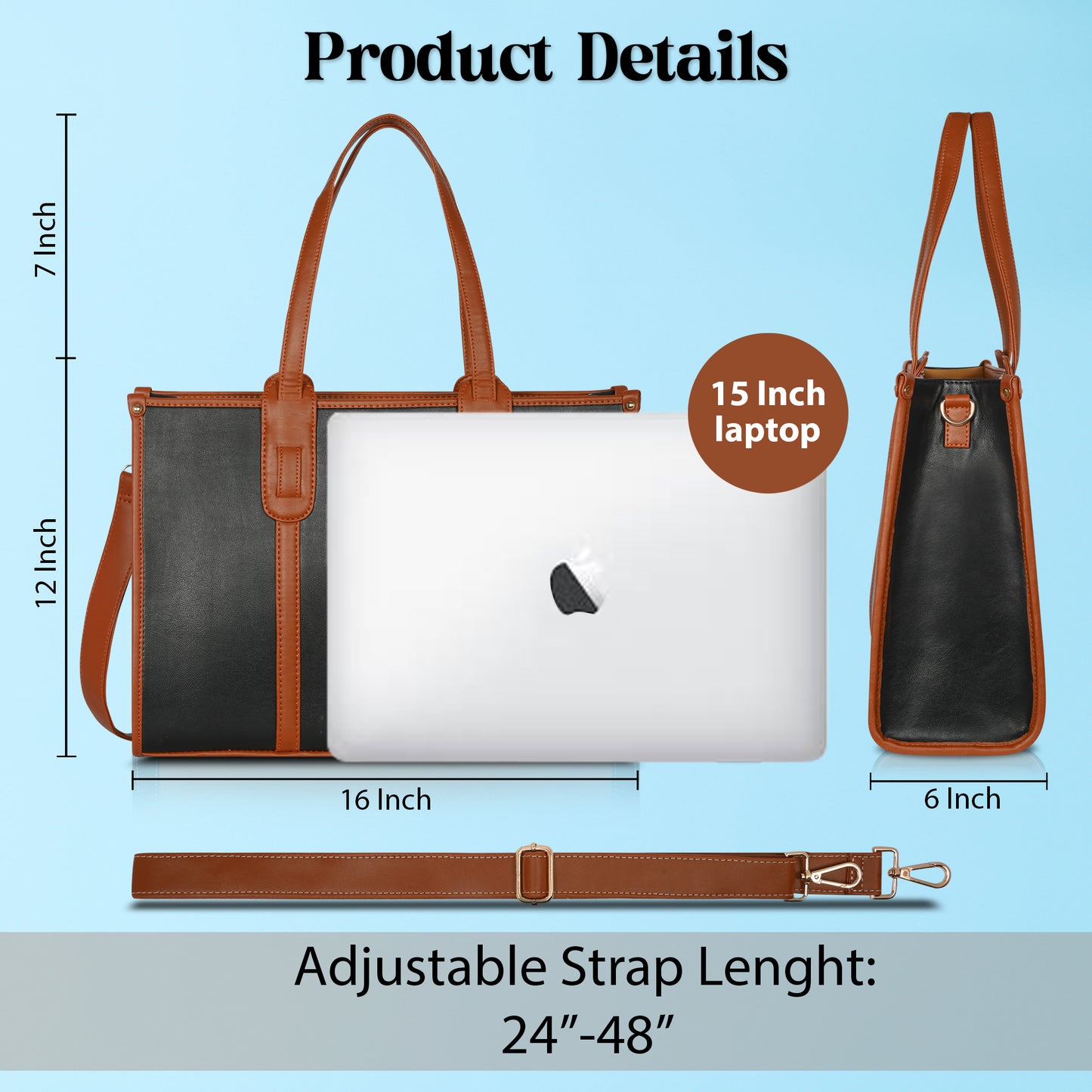 Women PU Laptop Tote bag 15 Inch College Bag Office Bag Briefcase Handbag (0079)