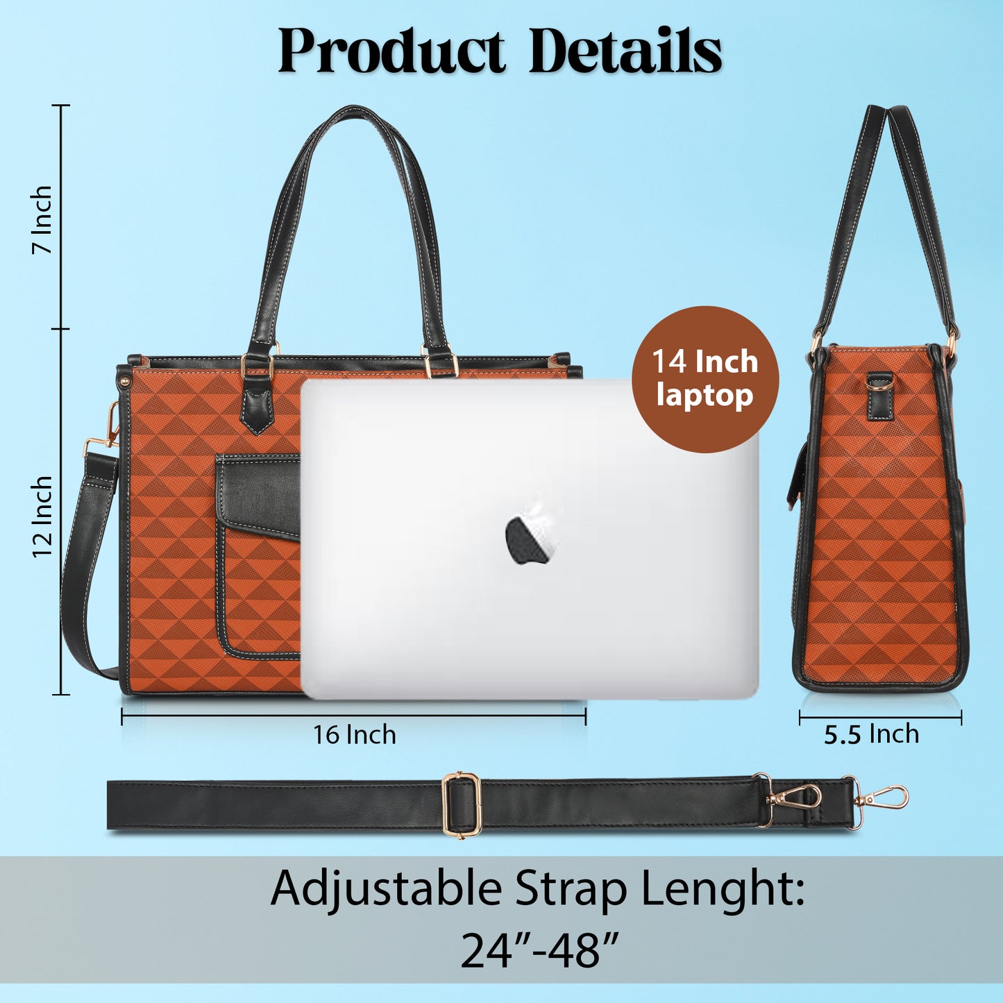 Women PU Laptop Tote bag College Bag Office Bag Briefcase