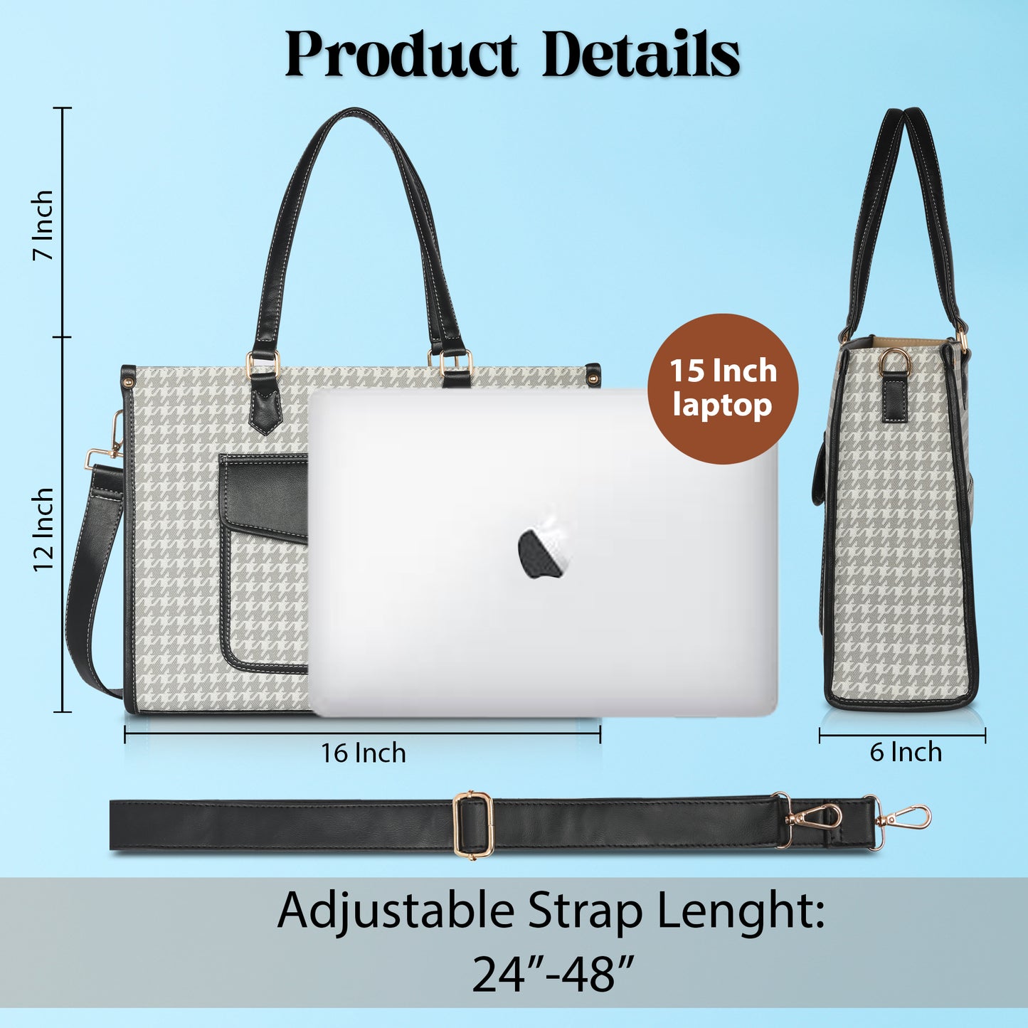 Women PU Laptop Tote bag 15 Inch College Bag Office Bag Briefcase Handbag (0077)