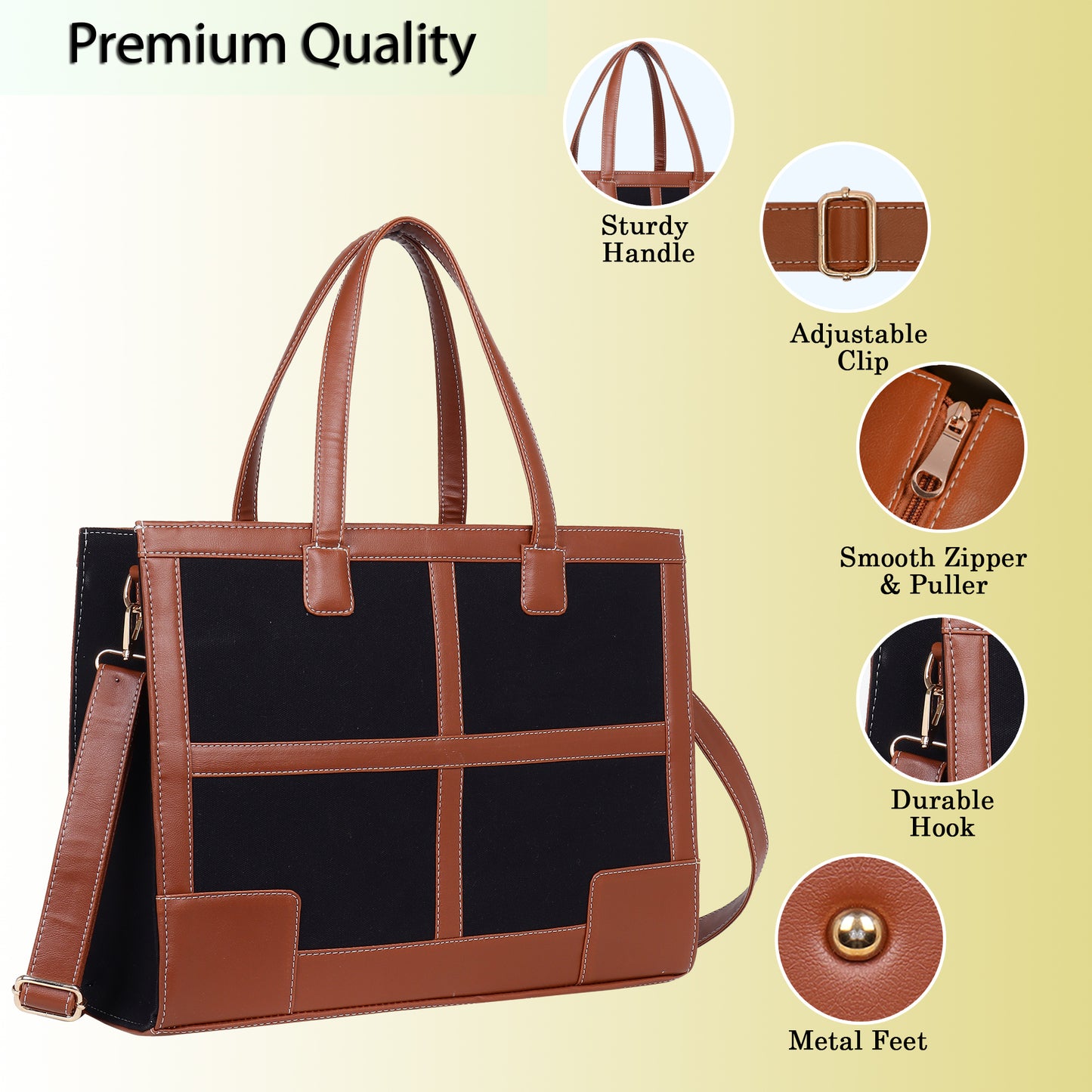 Canvas Laptop Tote Bag 14 inch Casual Briefcase Handbag