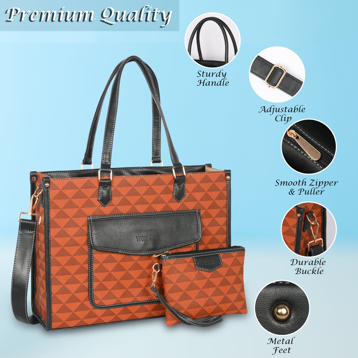 Women PU Laptop Tote bag College Bag Office Bag Briefcase