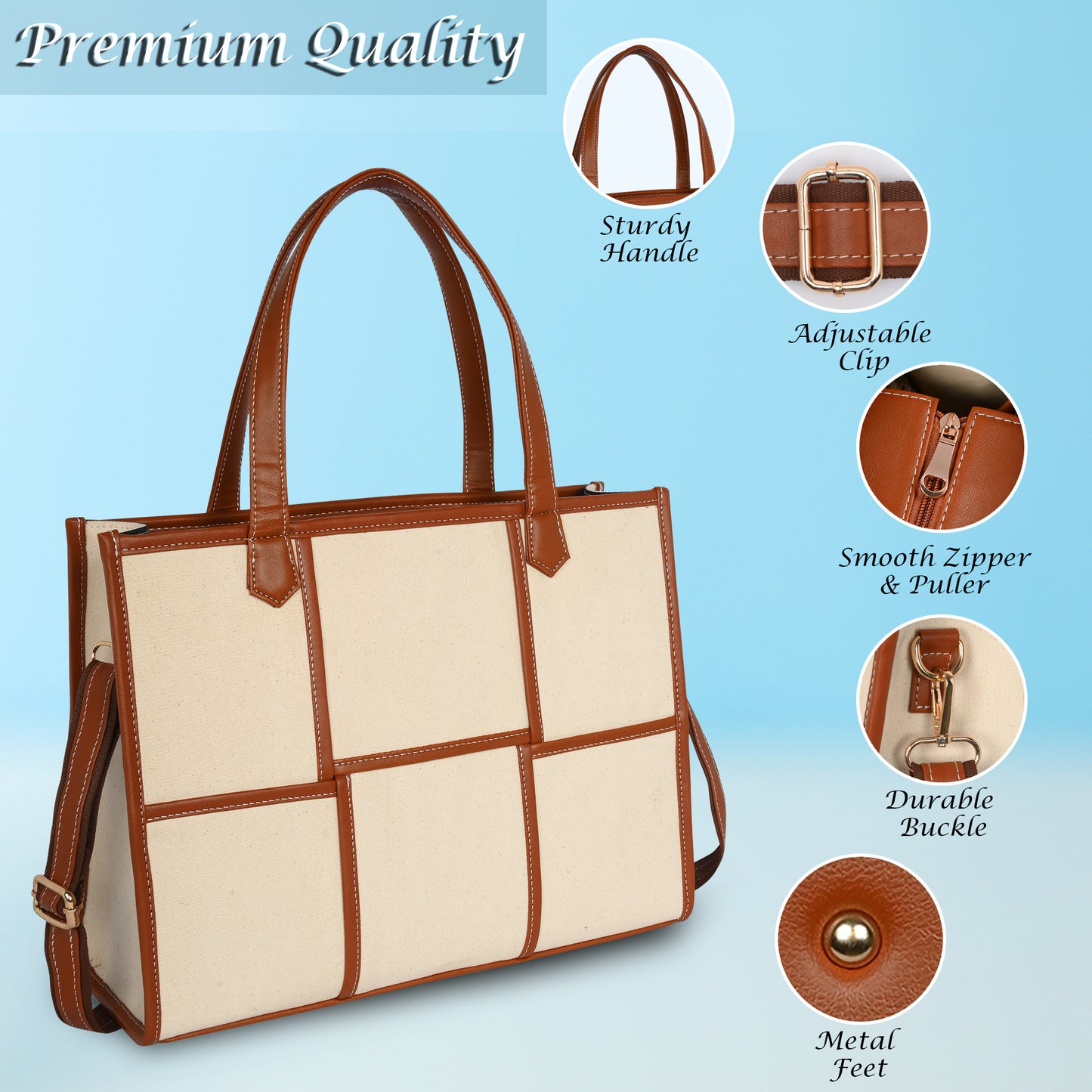 Women Canvas Laptop Tote Bag 14 inch Casual Briefcase Handbag