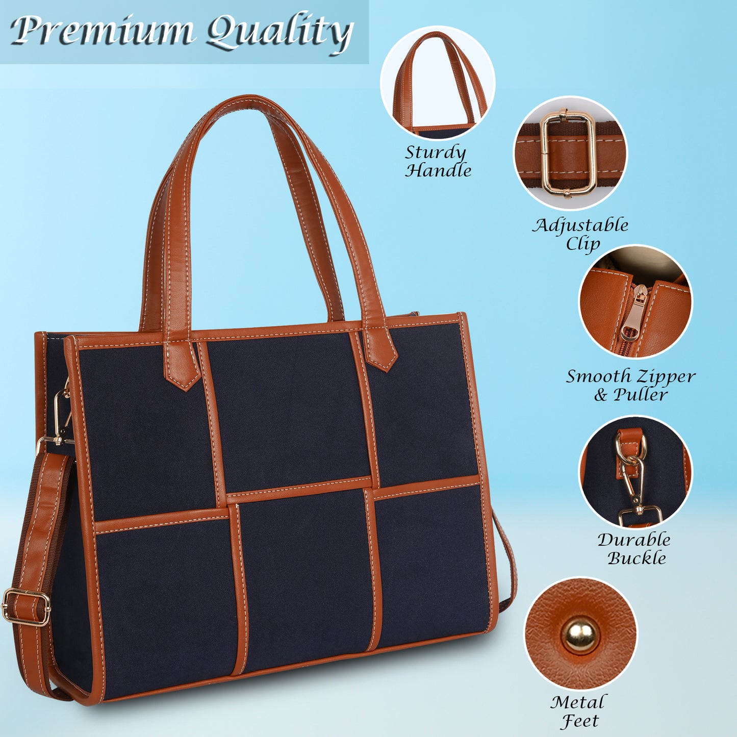 Women Canvas Laptop Tote Bag 14 inch Casual Briefcase Handbag