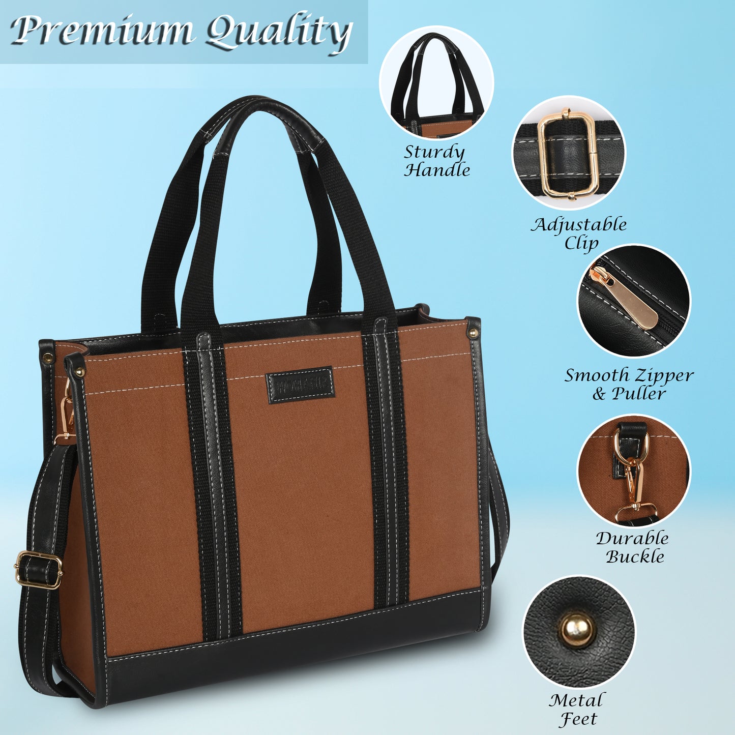 Canvas Laptop Tote Bag 14 inch Casual Briefcase Handbag