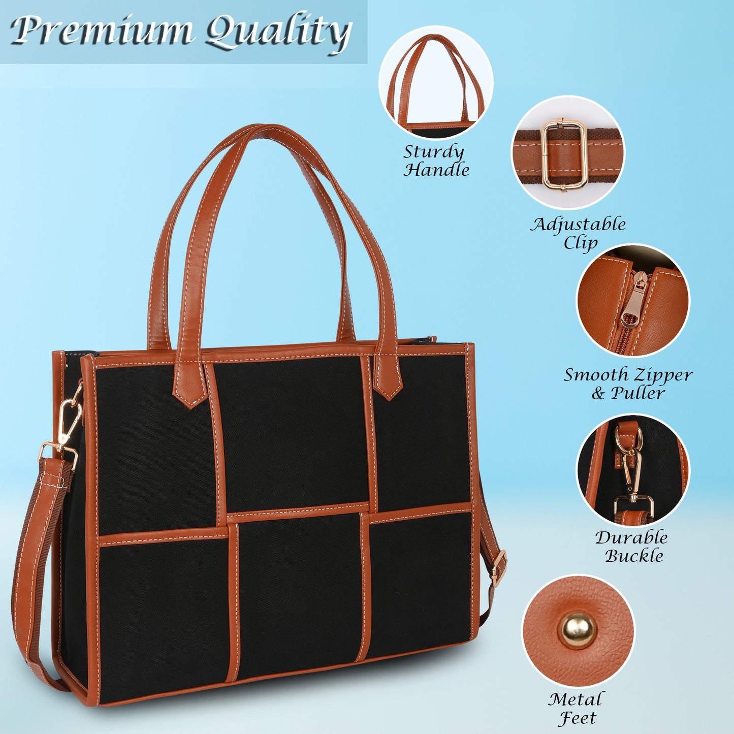 Women Canvas Laptop Tote Bag 14 inch Casual Briefcase Handbag
