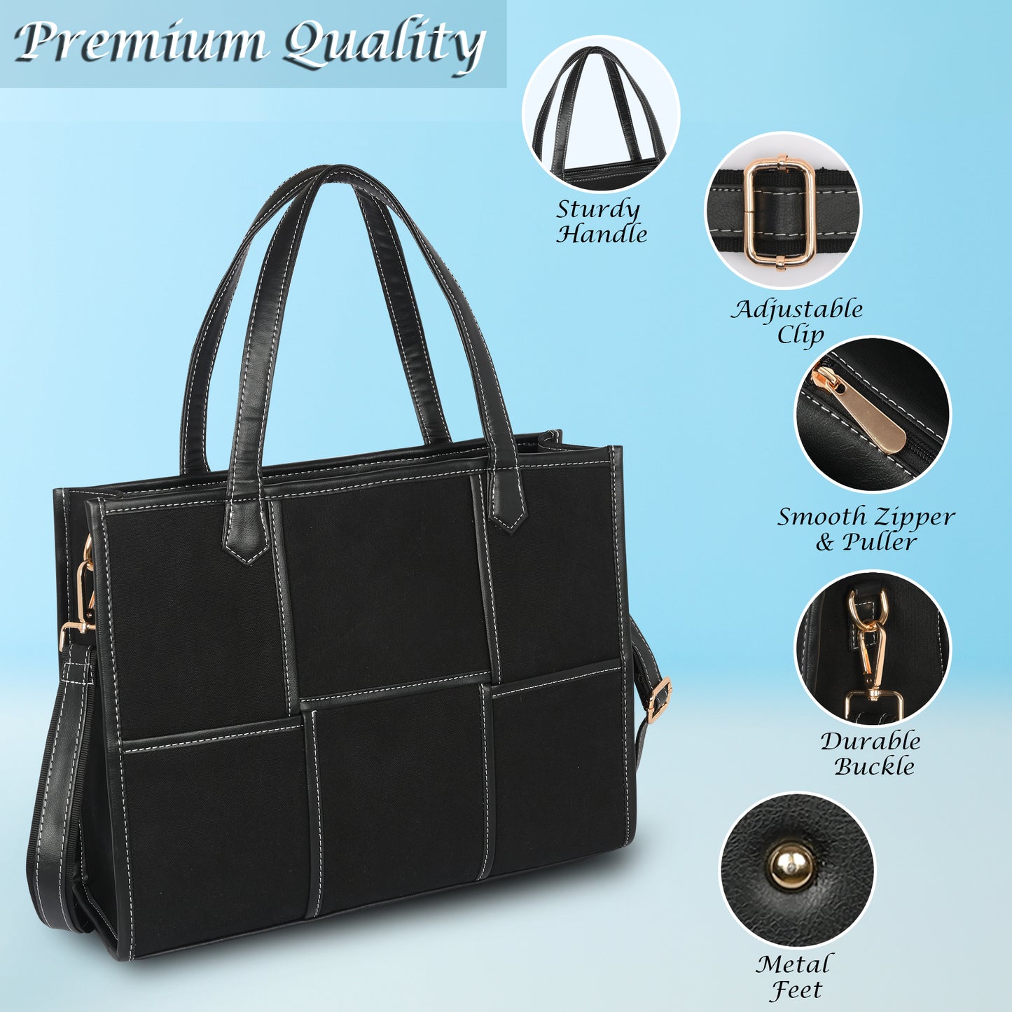 Women Canvas Laptop Tote Bag 14 inch Casual Briefcase Handbag