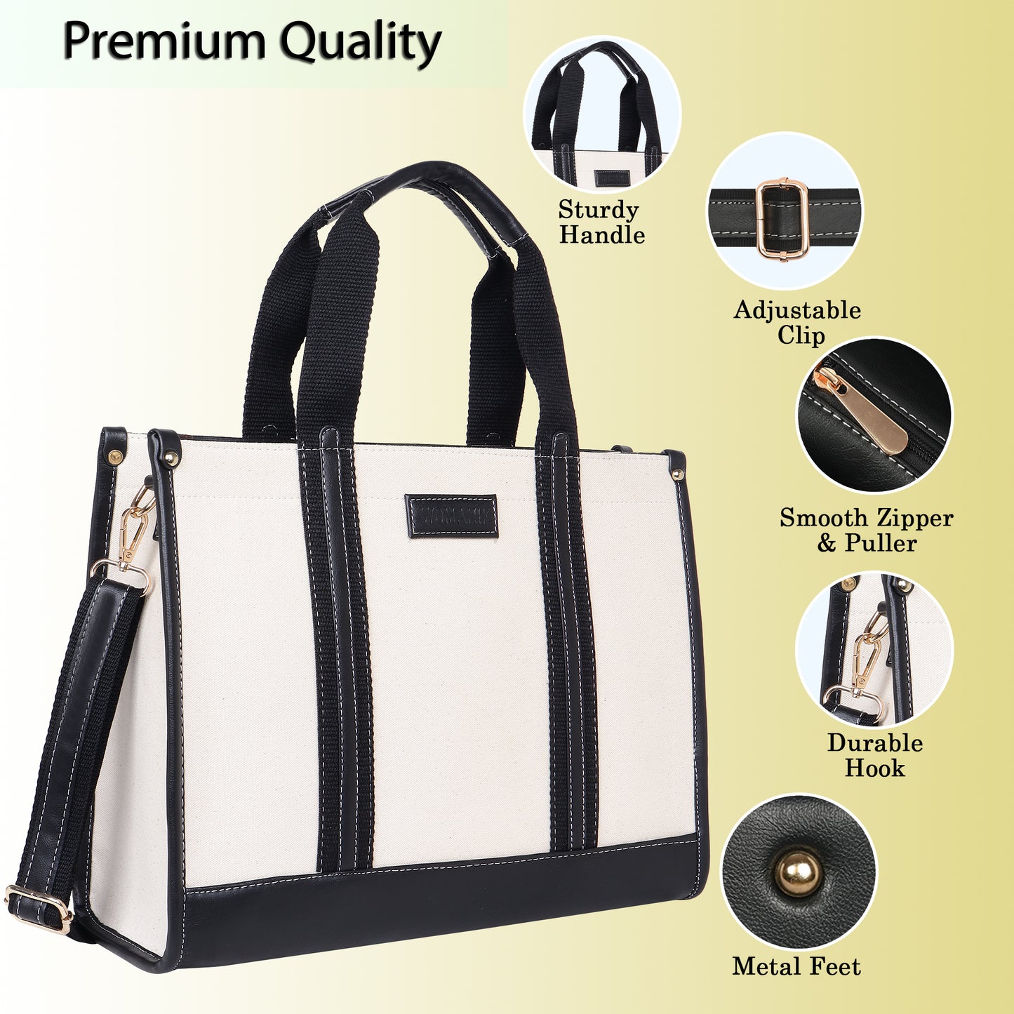 Canvas Laptop Tote Bag 14 inch Casual Briefcase Handbag