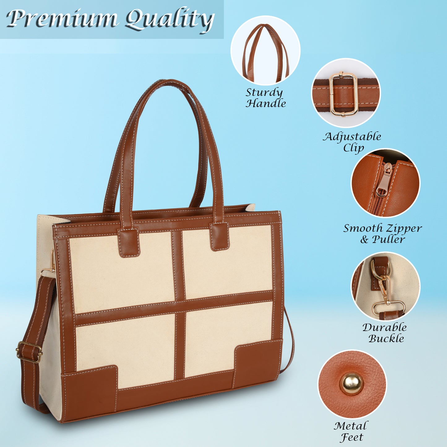 Canvas Laptop Tote Bag 14 inch Casual Briefcase Handbag