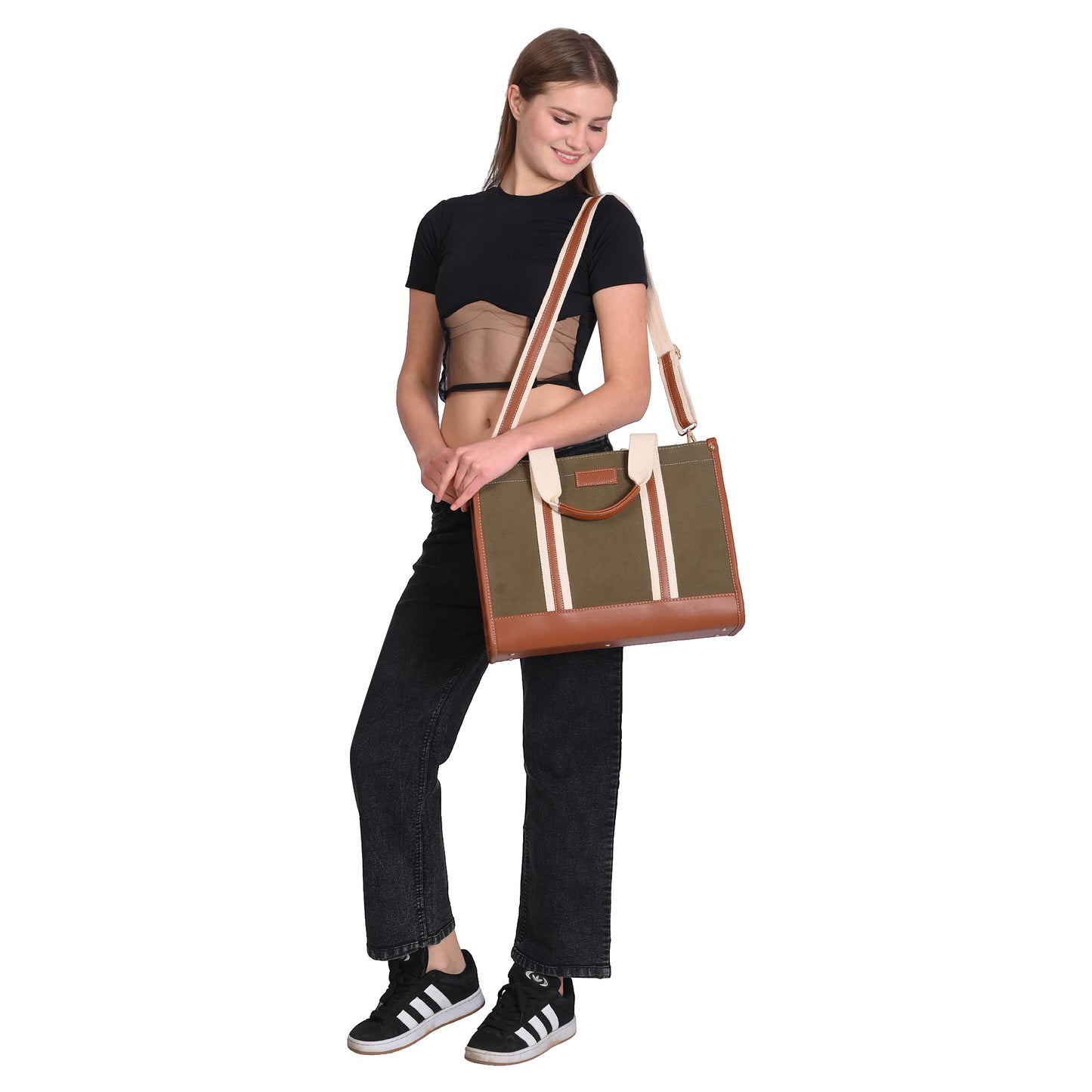 Canvas Laptop Tote Bag 14 inch Casual Briefcase Handbag