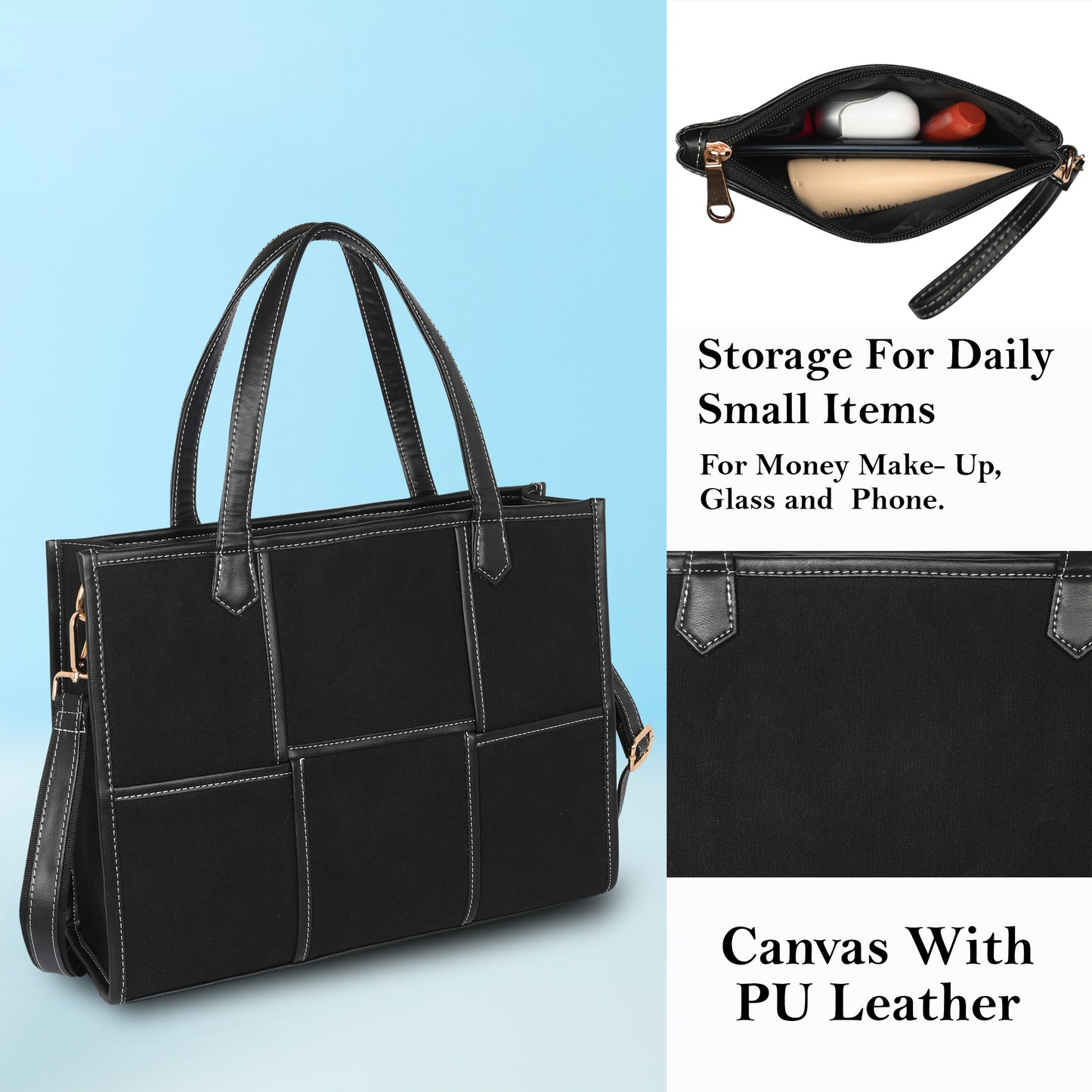 Women Canvas Laptop Tote Bag 14 inch Casual Briefcase Handbag