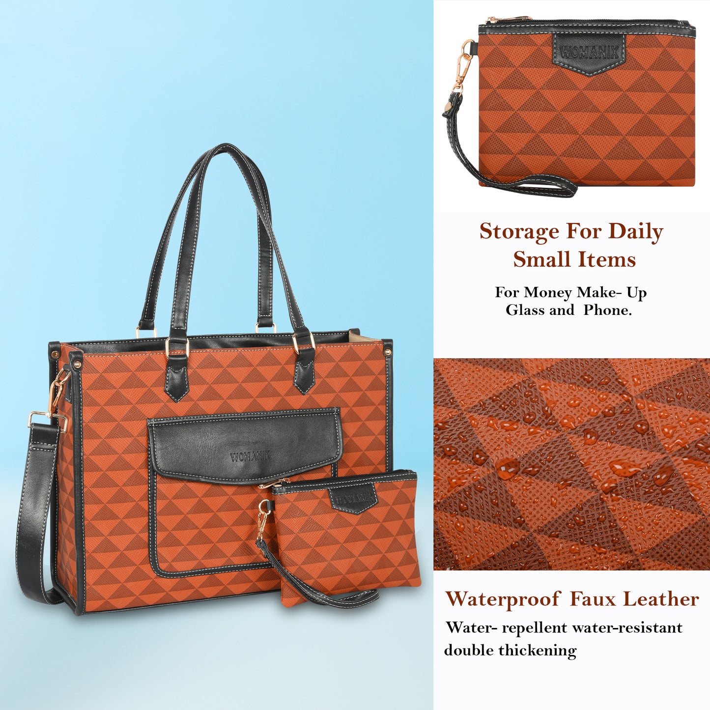 Women PU Laptop Tote bag College Bag Office Bag Briefcase