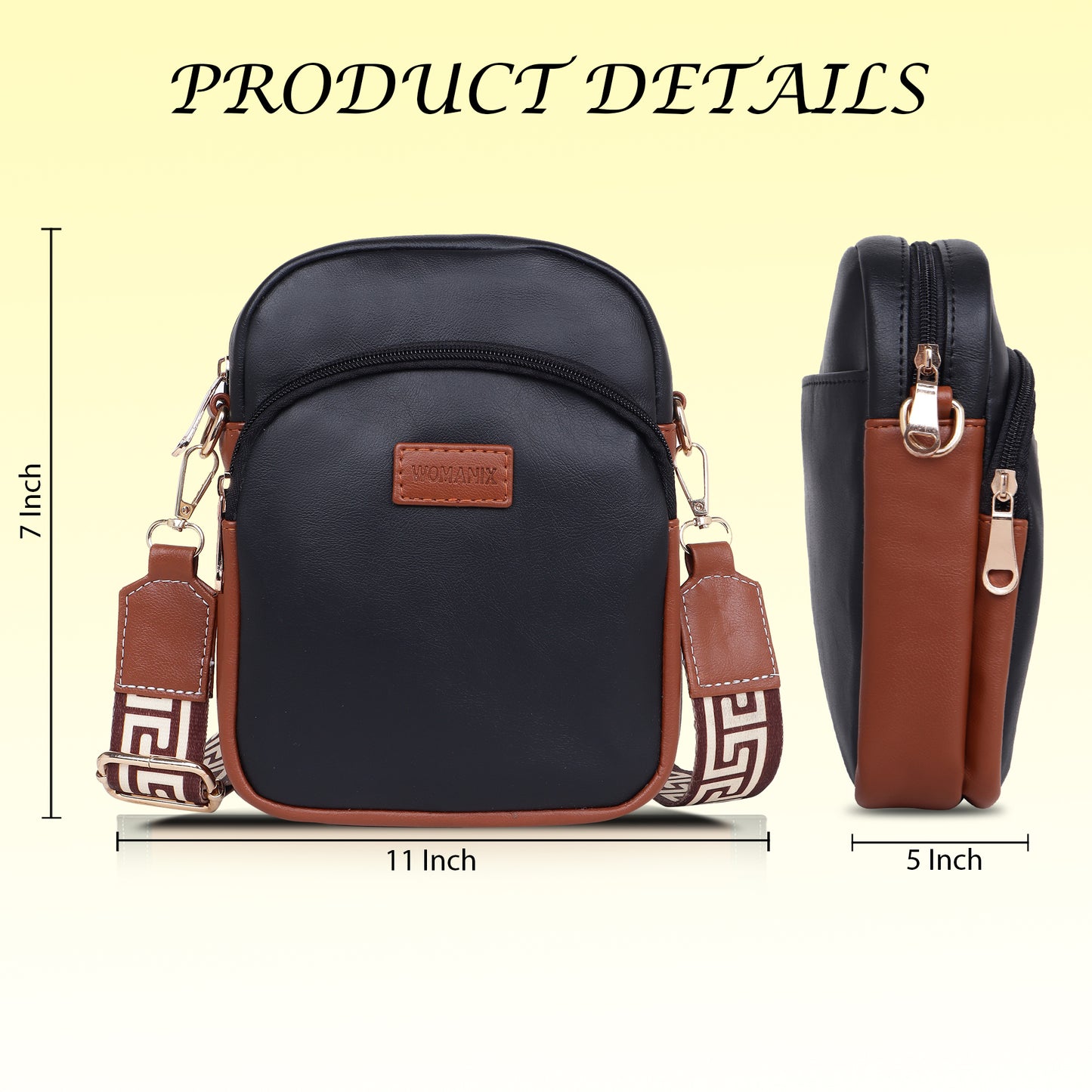 Womanix Crossbody PU Sling Bag for daily use, shoulder sling Bag with Ajustable Strap, Small Trendy Sling Crossbody Bag, party sling, casual, travel, outing (0105)