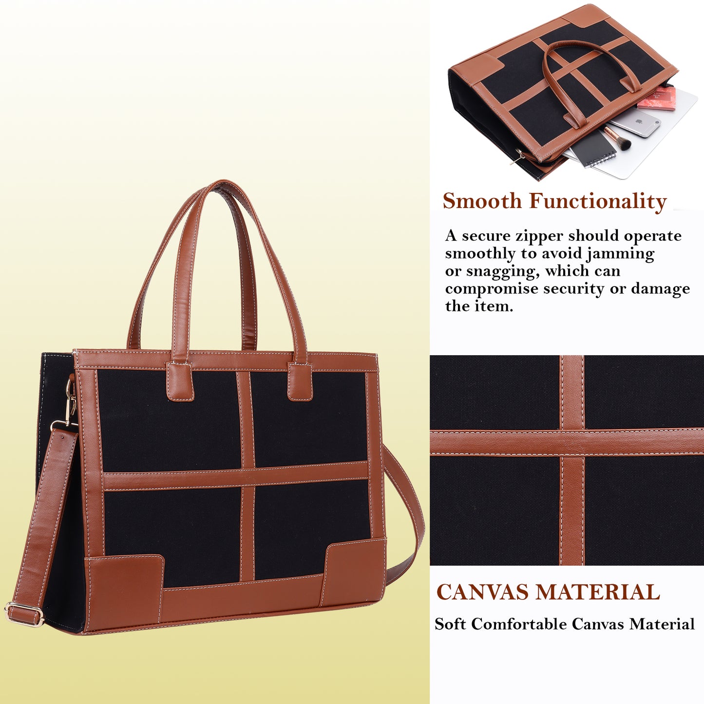 Canvas Laptop Tote Bag 14 inch Casual Briefcase Handbag