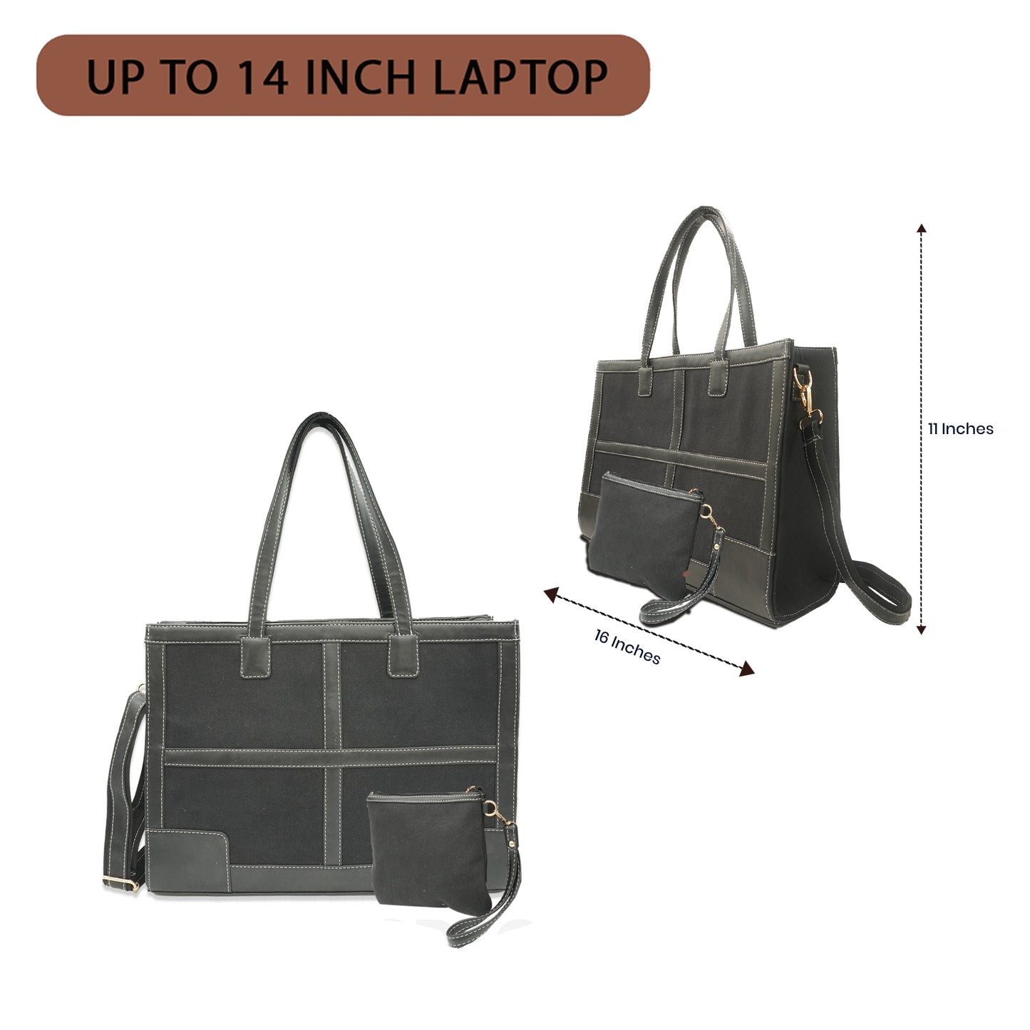 Canvas Laptop Tote Bag 14 inch Casual Briefcase Handbag