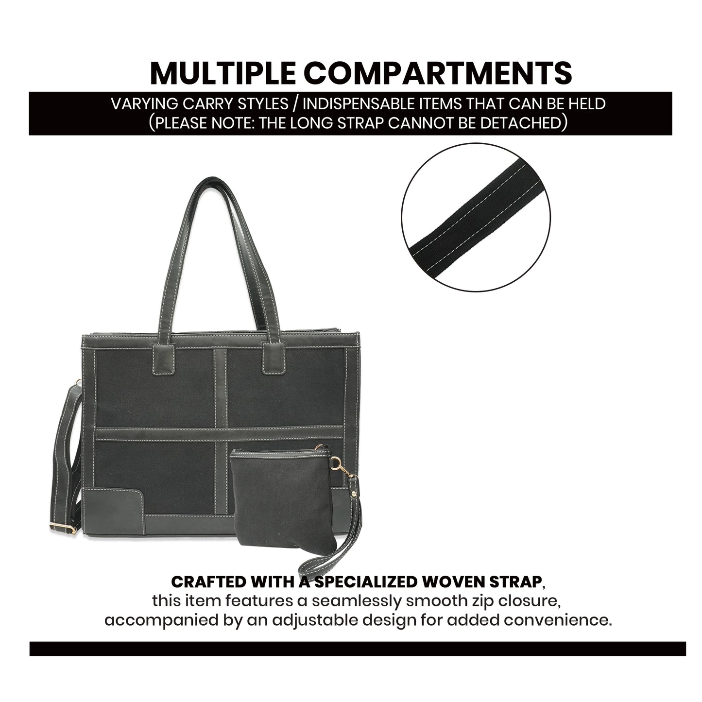 Canvas Laptop Tote Bag 14 inch Casual Briefcase Handbag