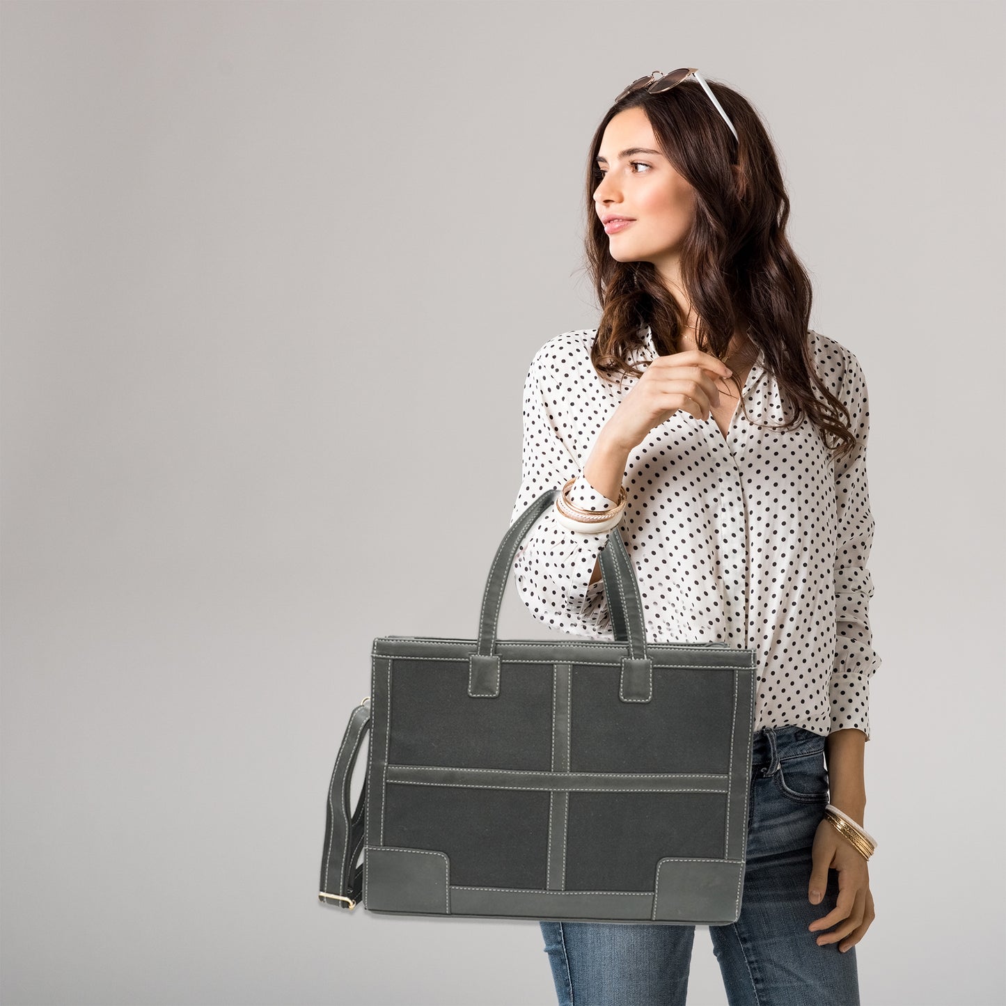 Canvas Laptop Tote Bag 14 inch Casual Briefcase Handbag