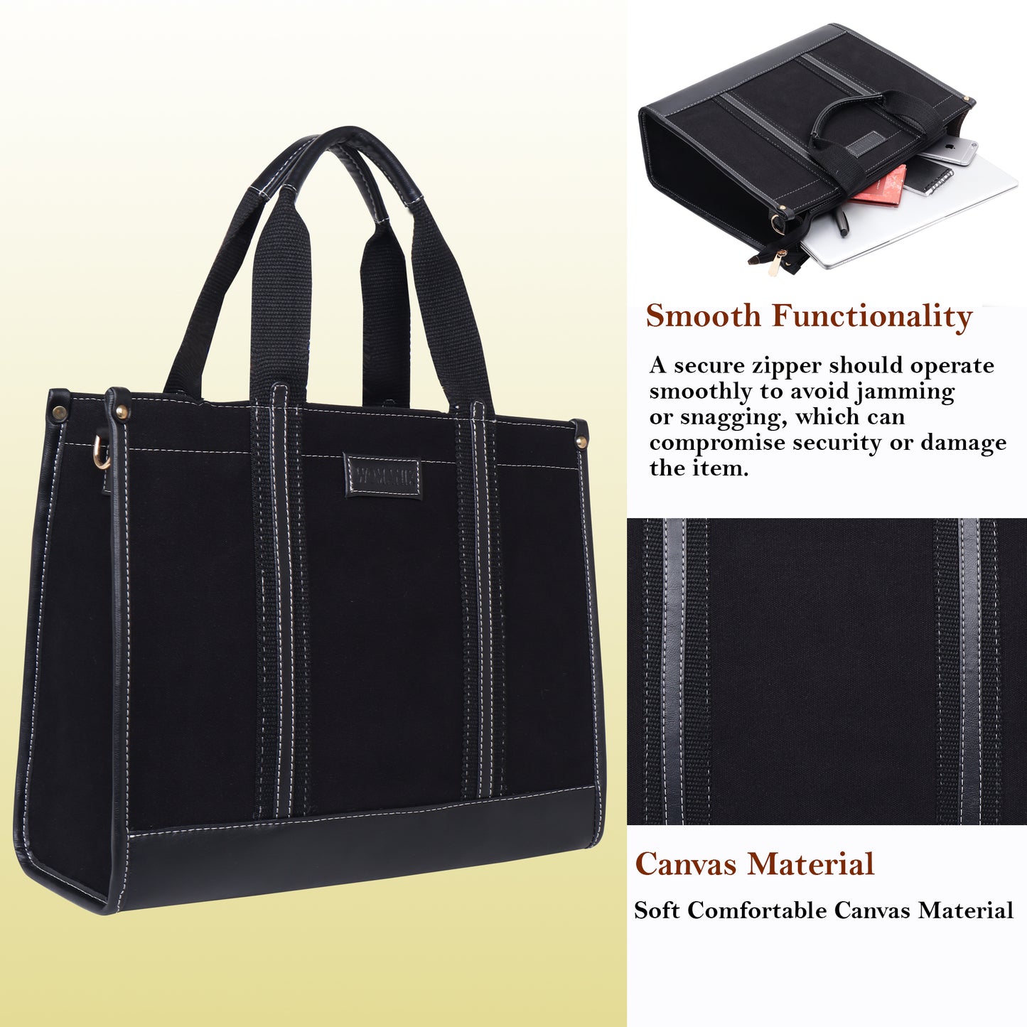 Canvas Laptop Tote Bag 14 inch Casual Briefcase Handbag