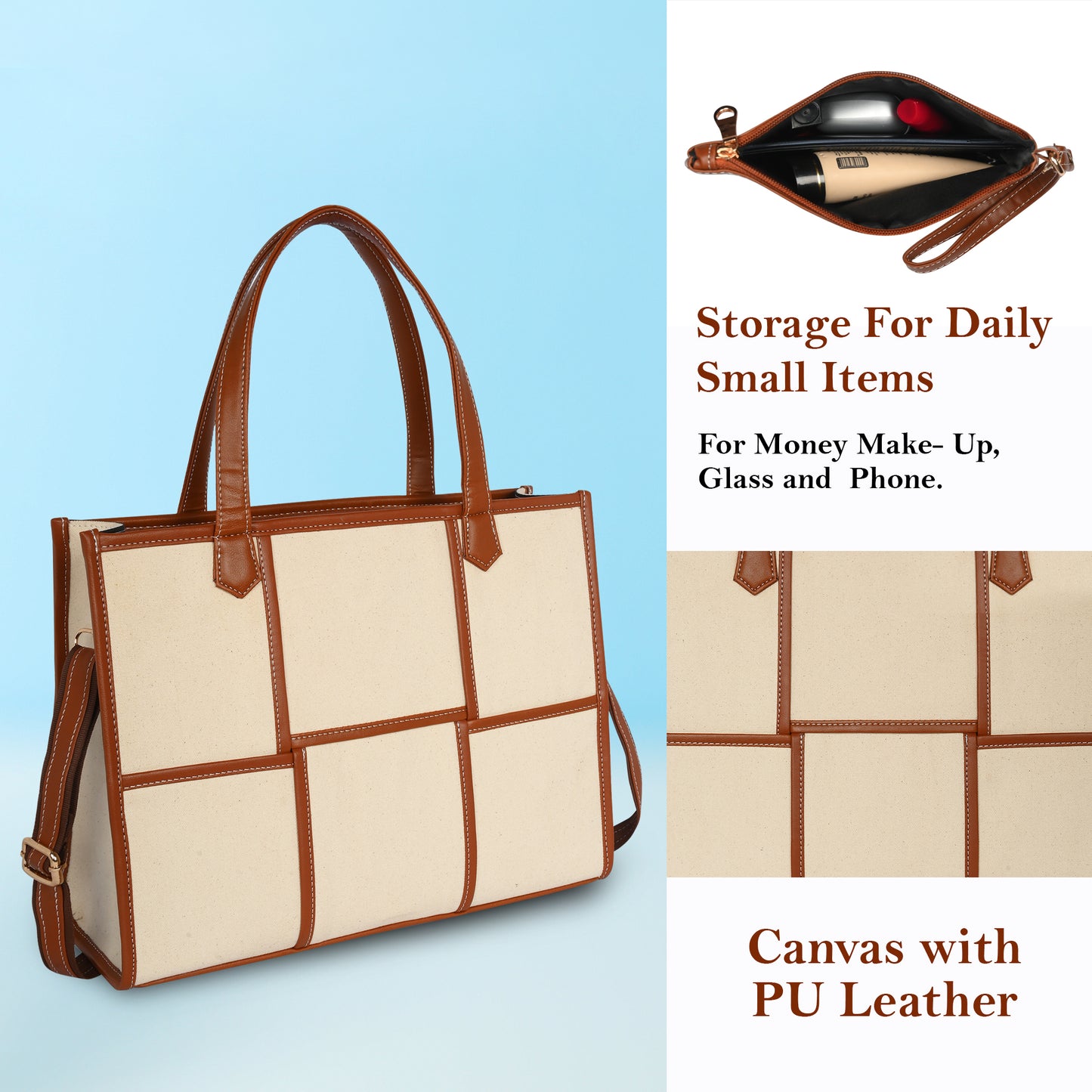 Women Canvas Laptop Tote Bag 14 inch Casual Briefcase Handbag