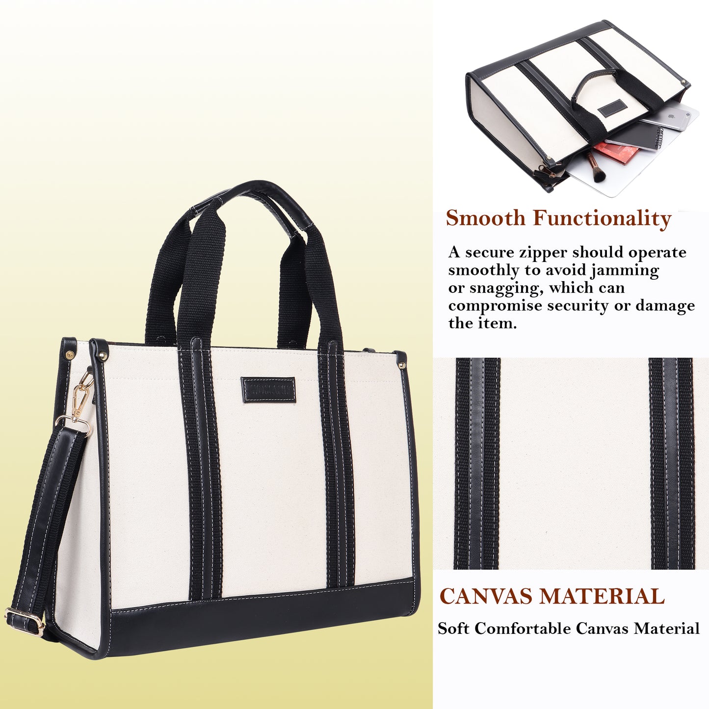 Canvas Laptop Tote Bag 14 inch Casual Briefcase Handbag