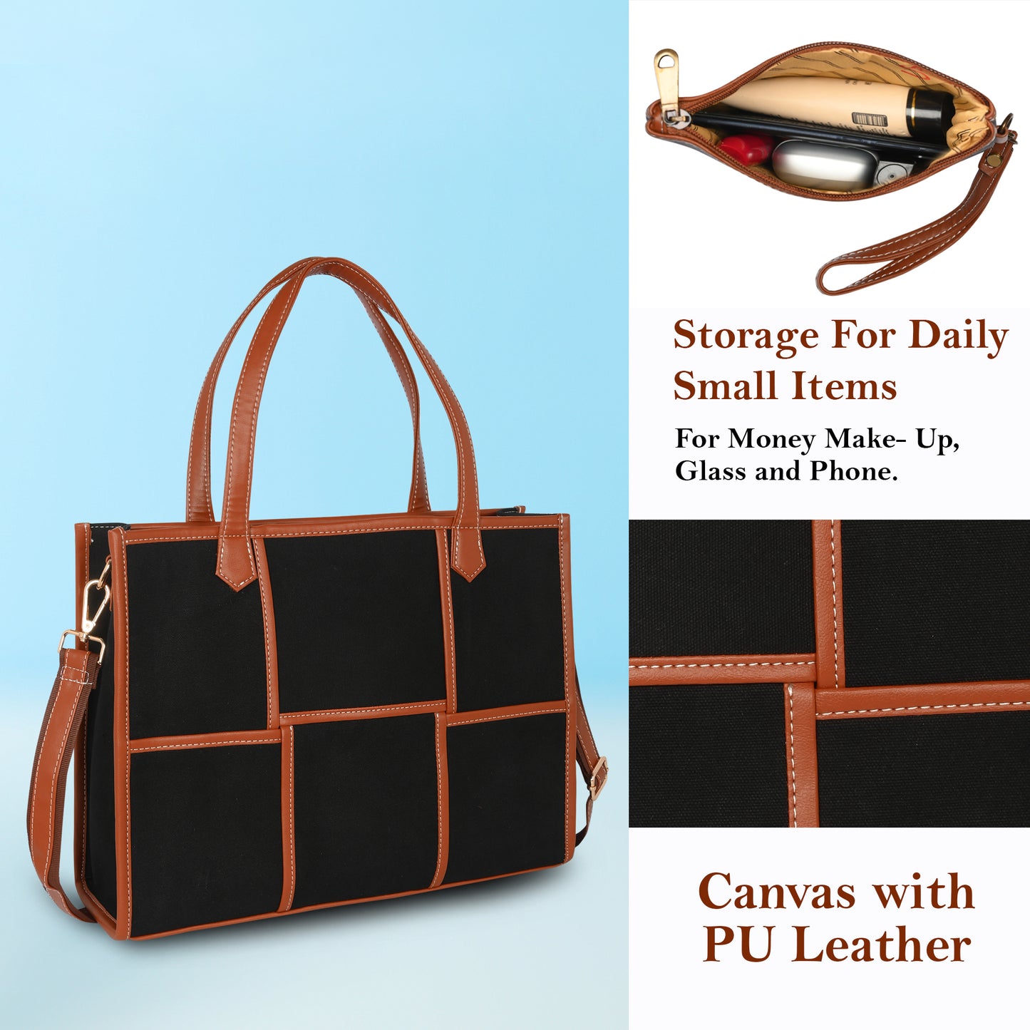 Women Canvas Laptop Tote Bag 14 inch Casual Briefcase Handbag