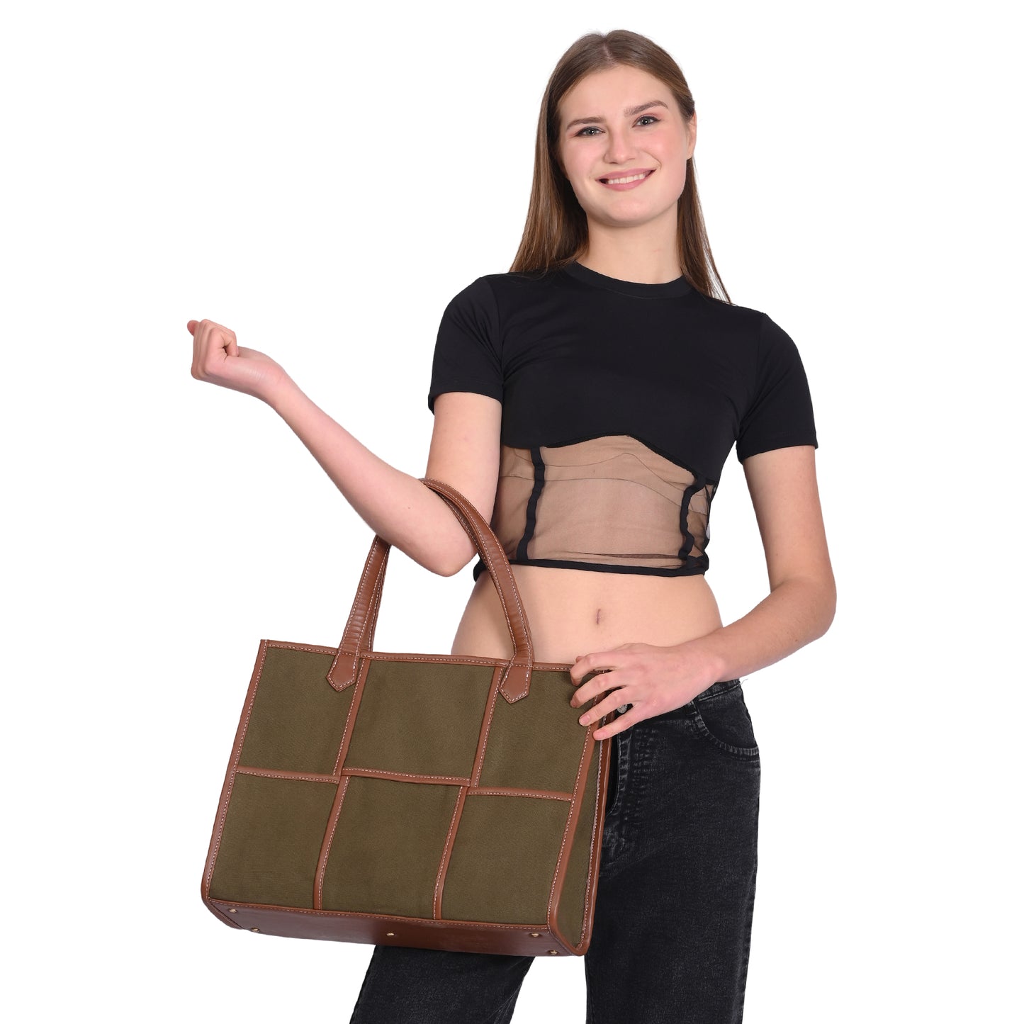 Women Canvas Laptop Tote Bag 14 inch Casual Briefcase Handbag