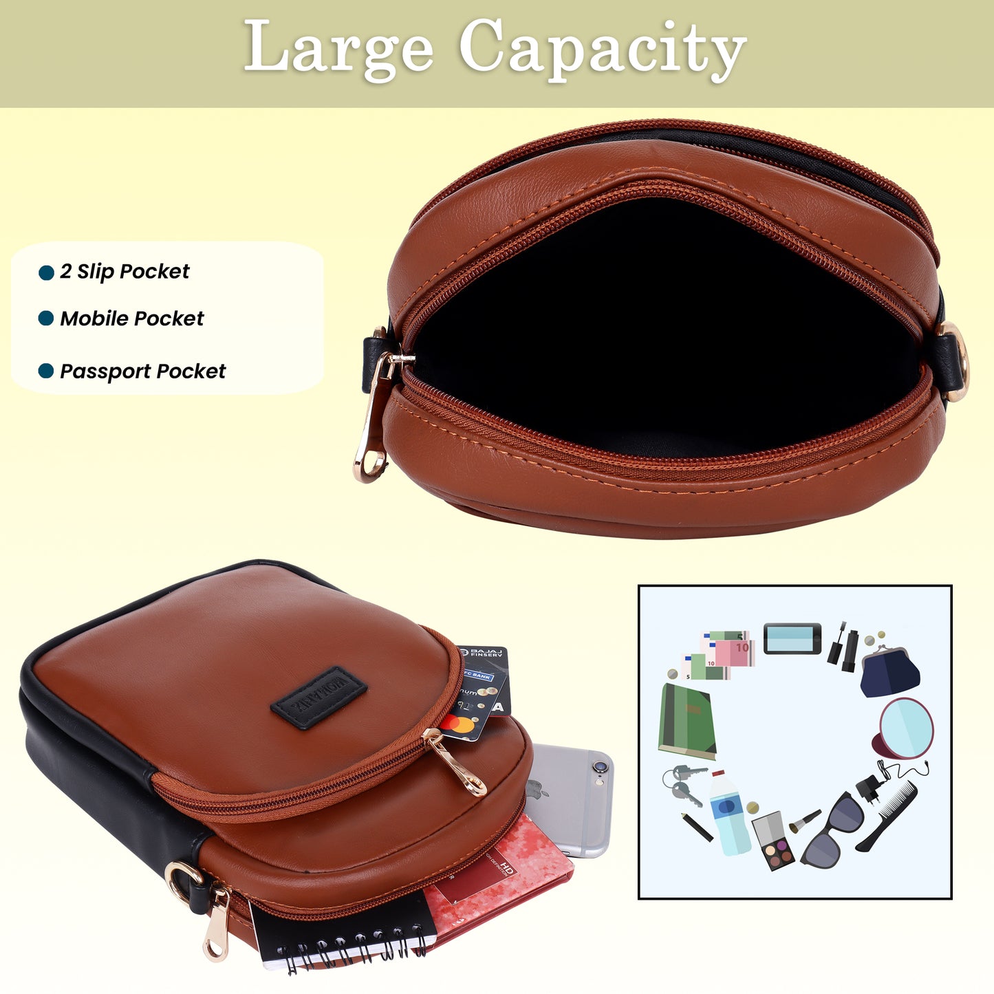 Womanix Crossbody PU Sling Bag for daily use, shoulder sling Bag with Ajustable Strap, Small Trendy Sling Crossbody Bag, party sling, casual, travel, outing (0105)