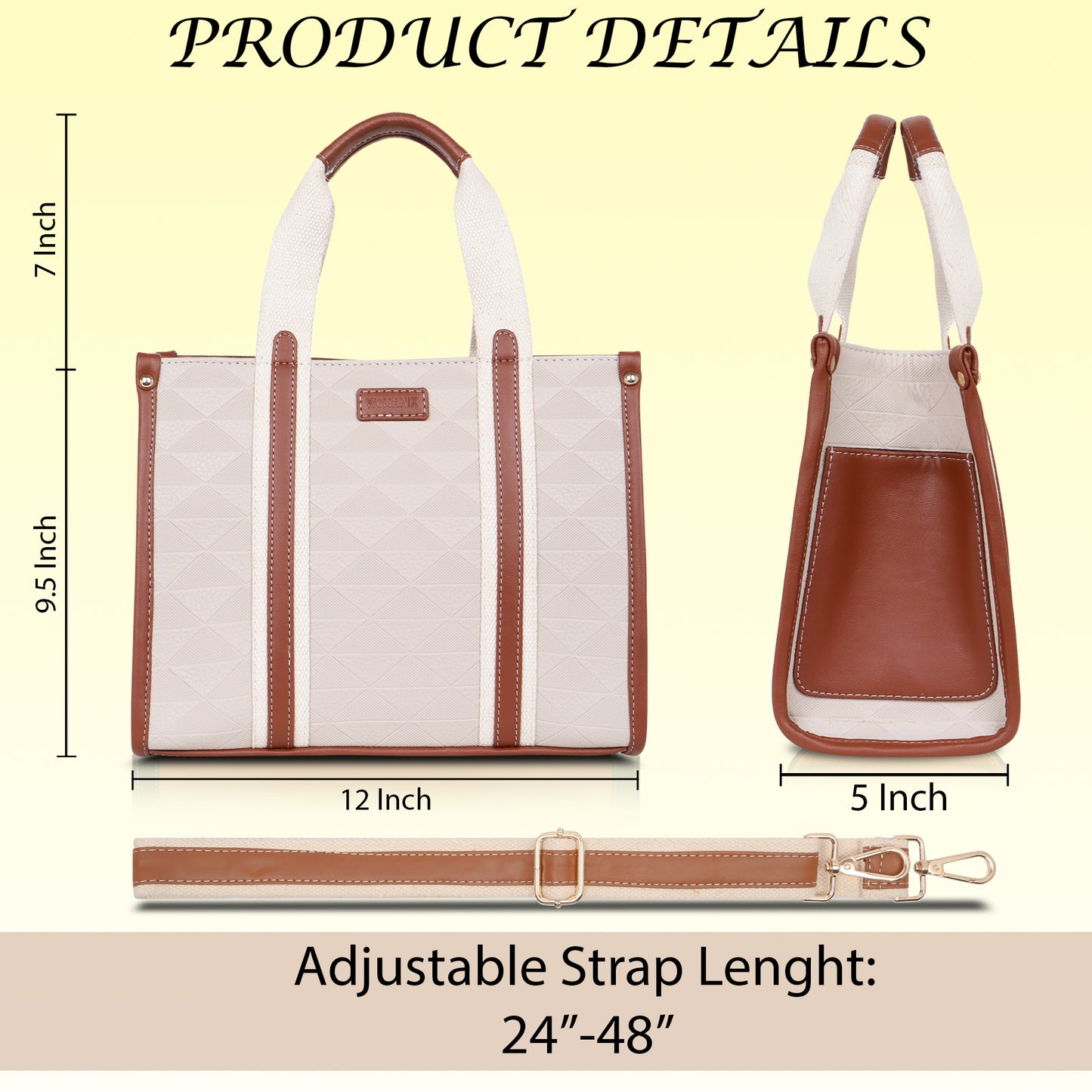 Womanix PU Laptop Tote Bags for Women with Front Pocket, Work Bag,15 inch tote for Women, Large Capacity Handbag for Office, School, Travel, Teacher Purse (Beige Tan) (0096)