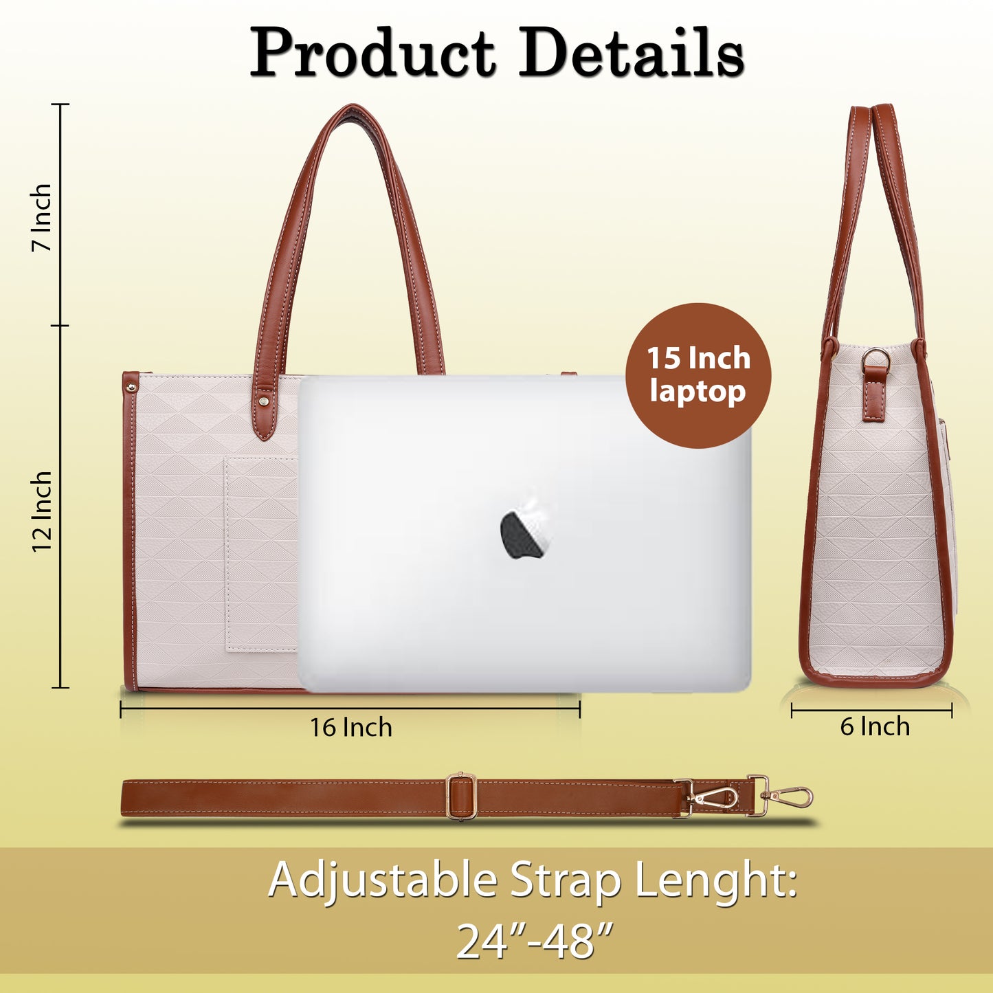 Womanix Laptop Tote Bag PU Laptop Bag 14 inch Work Shoulder Bags Casual Briefcase Handbag for Travel, Office, College (0089)