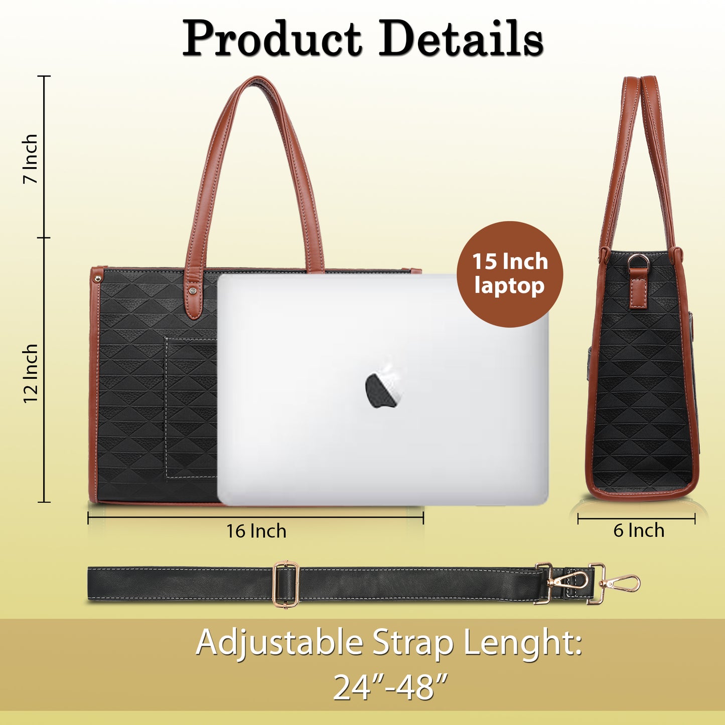 Womanix Laptop Tote Bag PU Laptop Bag 14 inch Work Shoulder Bags Casual Briefcase Handbag for Travel, Office, College (0089)