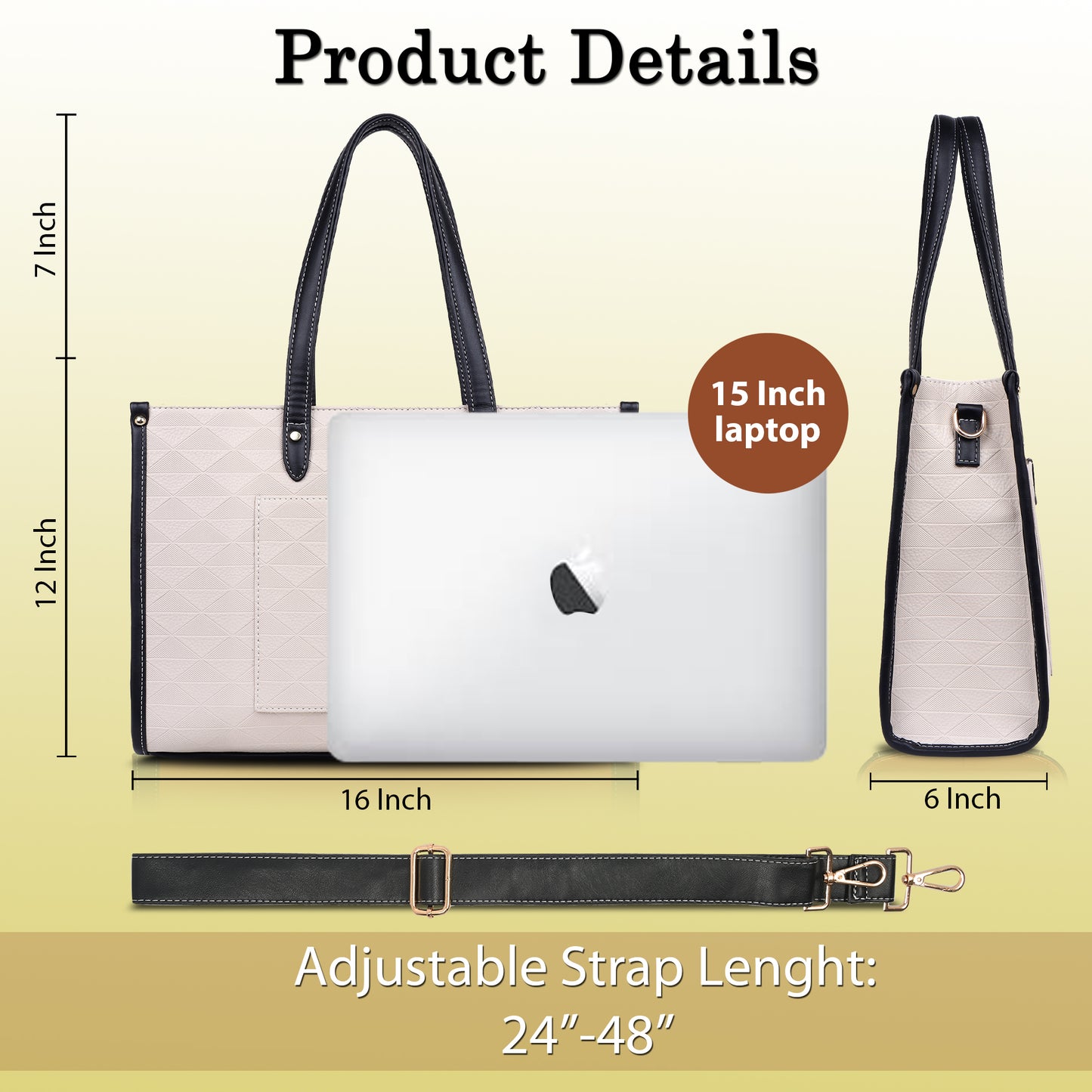 Womanix Laptop Tote Bag PU Laptop Bag 14 inch Work Shoulder Bags Casual Briefcase Handbag for Travel, Office, College (0089)