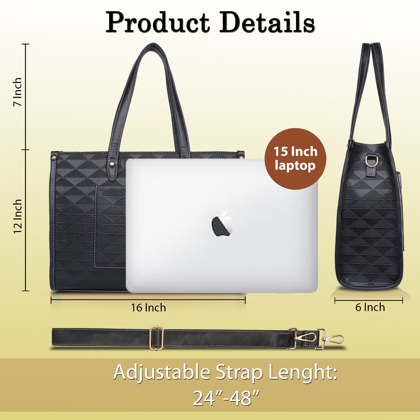 Womanix Laptop Tote Bag PU Laptop Bag 14 inch Work Shoulder Bags Casual Briefcase Handbag for Travel, Office, College (0089)