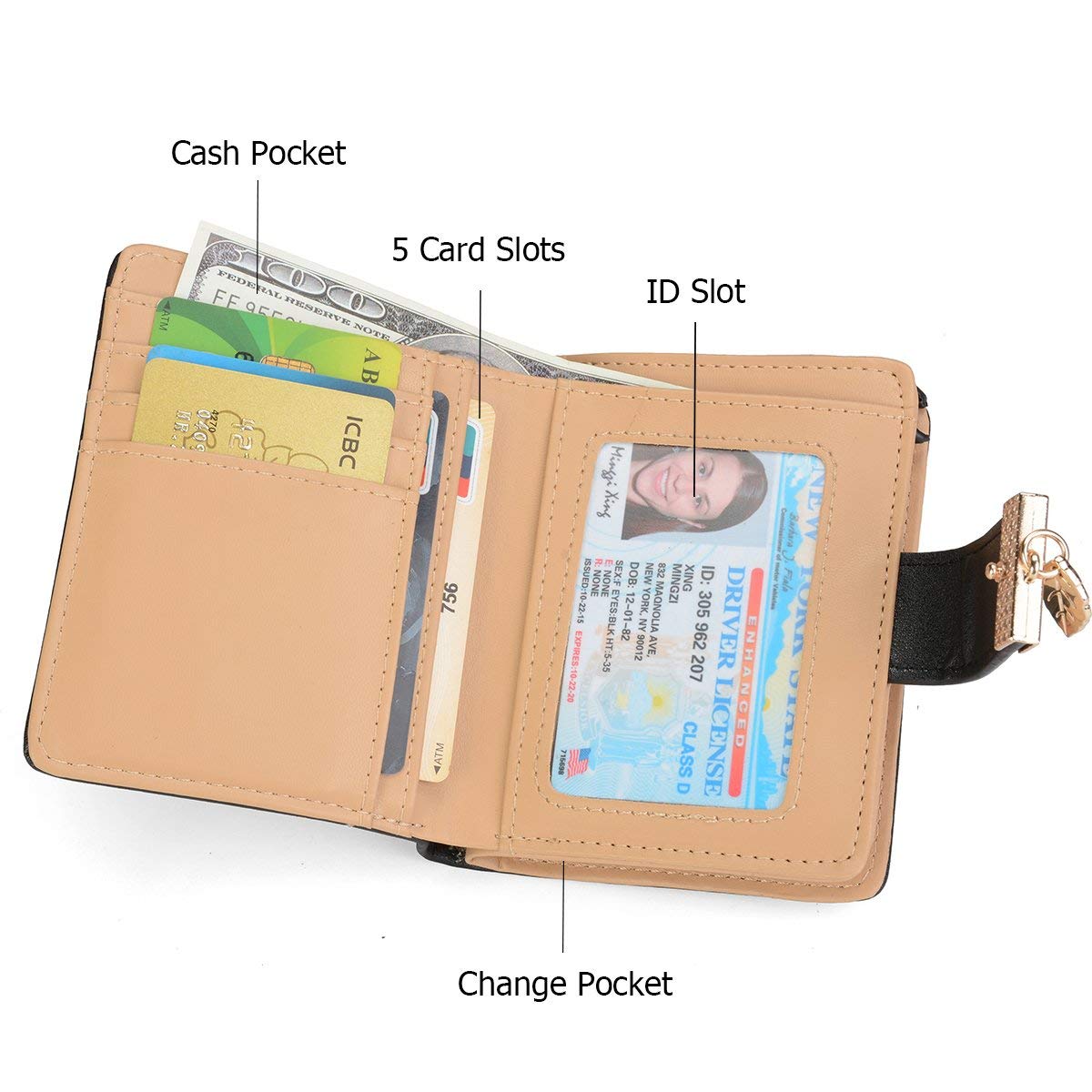 Tri-fold Fashion Card Coin Holder Ladies Wallet Small Size