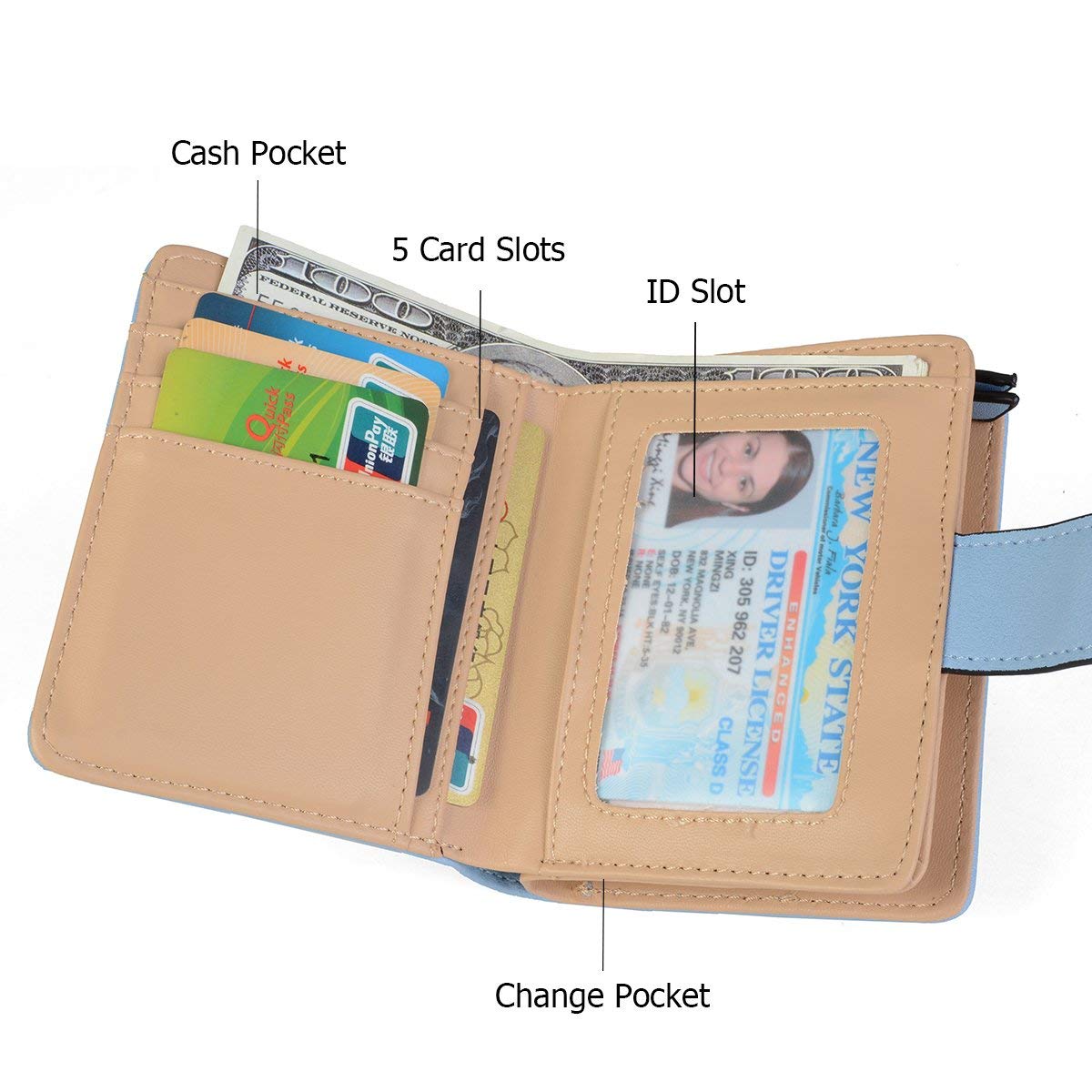 Tri-fold Fashion Card Coin Holder Ladies Wallet Small Size