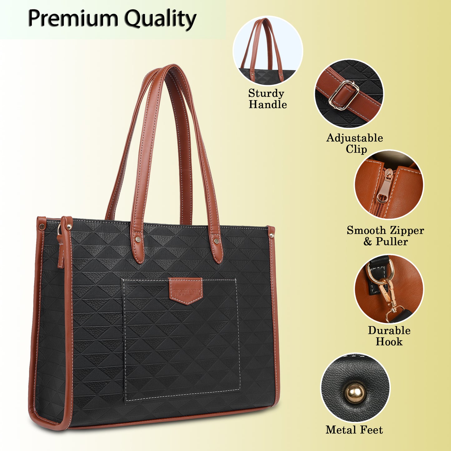 Womanix Laptop Tote Bag PU Laptop Bag 14 inch Work Shoulder Bags Casual Briefcase Handbag for Travel, Office, College (0089)