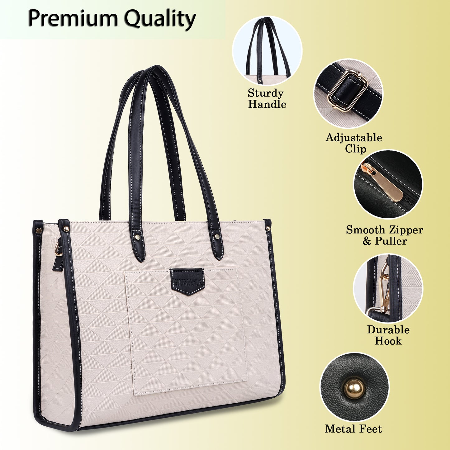 Womanix Laptop Tote Bag PU Laptop Bag 14 inch Work Shoulder Bags Casual Briefcase Handbag for Travel, Office, College (0089)