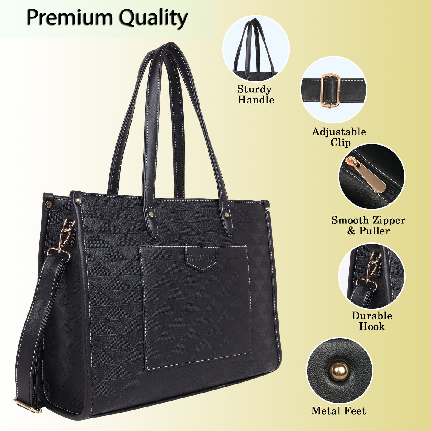 Womanix Laptop Tote Bag PU Laptop Bag 14 inch Work Shoulder Bags Casual Briefcase Handbag for Travel, Office, College (0089)