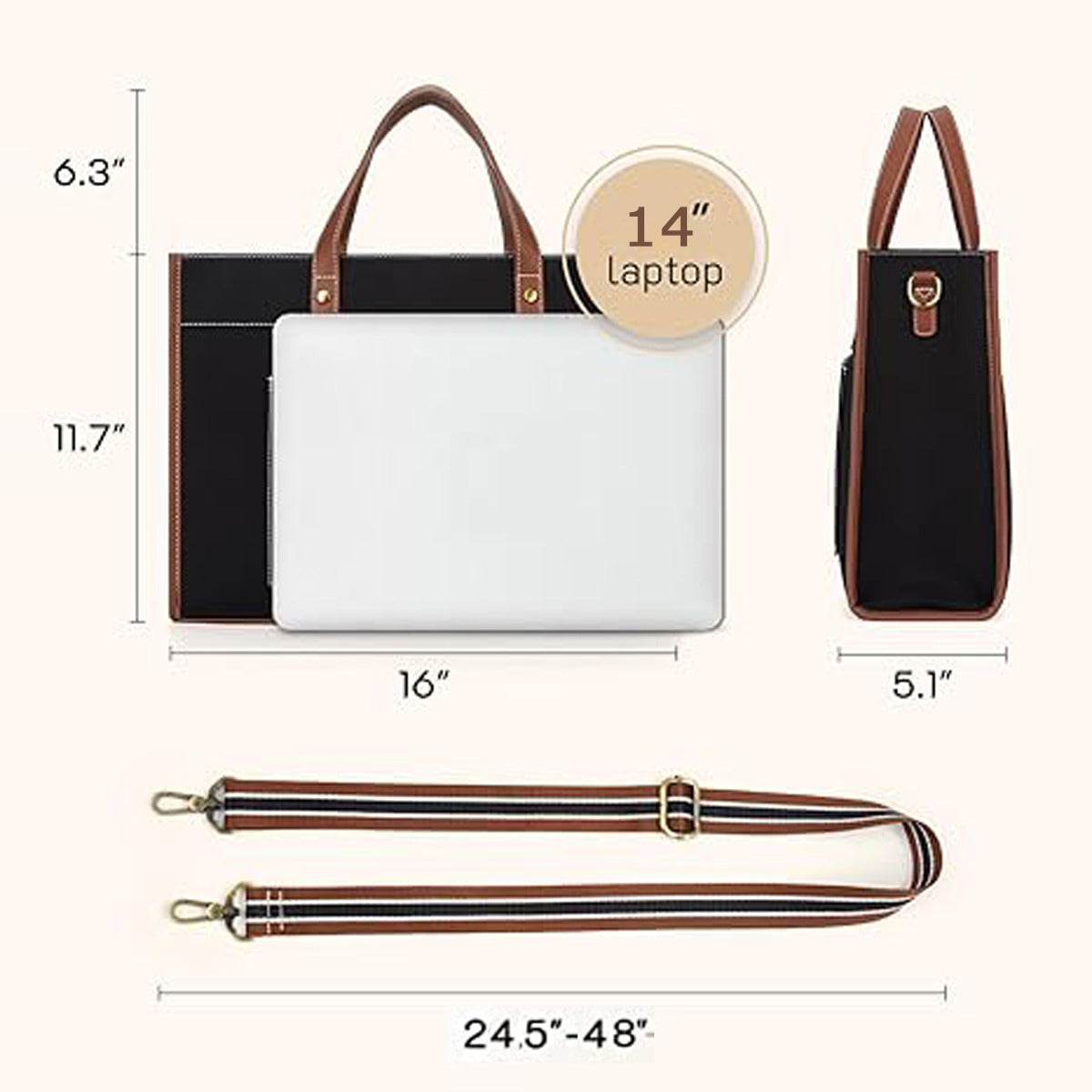 Noir Charm Laptop Tote