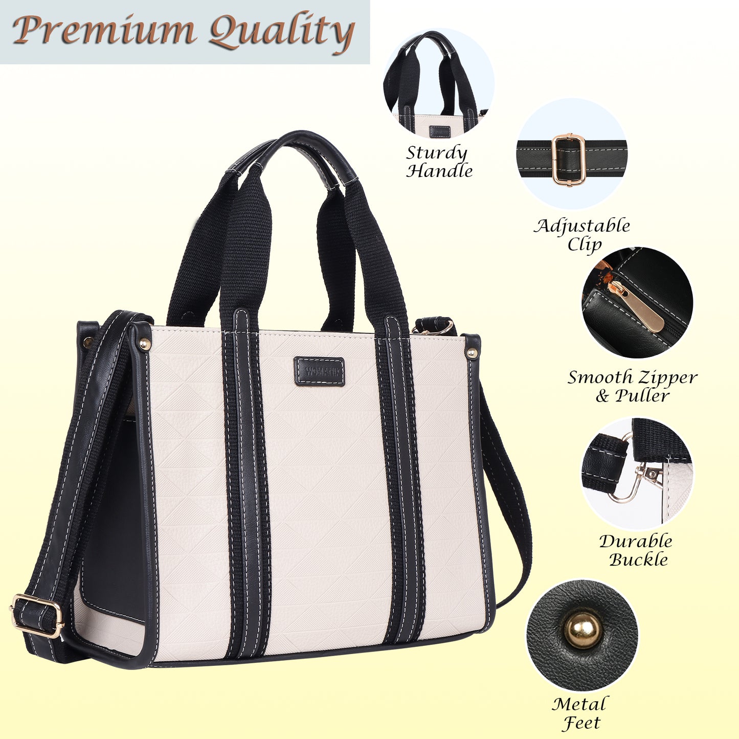 Womanix PU Laptop Tote Bags for Women with Front Pocket, Work Bag,15 inch tote for Women, Large Capacity Handbag for Office, School, Travel, Teacher Purse (Beige Tan) (0096)