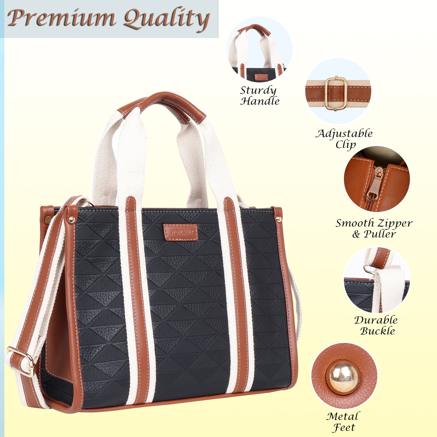 Womanix PU Laptop Tote Bags for Women with Front Pocket, Work Bag,15 inch tote for Women, Large Capacity Handbag for Office, School, Travel, Teacher Purse (Beige Tan) (0096)