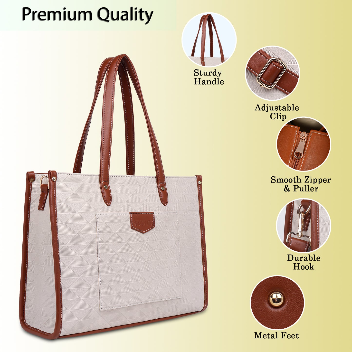 Womanix Laptop Tote Bag PU Laptop Bag 14 inch Work Shoulder Bags Casual Briefcase Handbag for Travel, Office, College (0089)